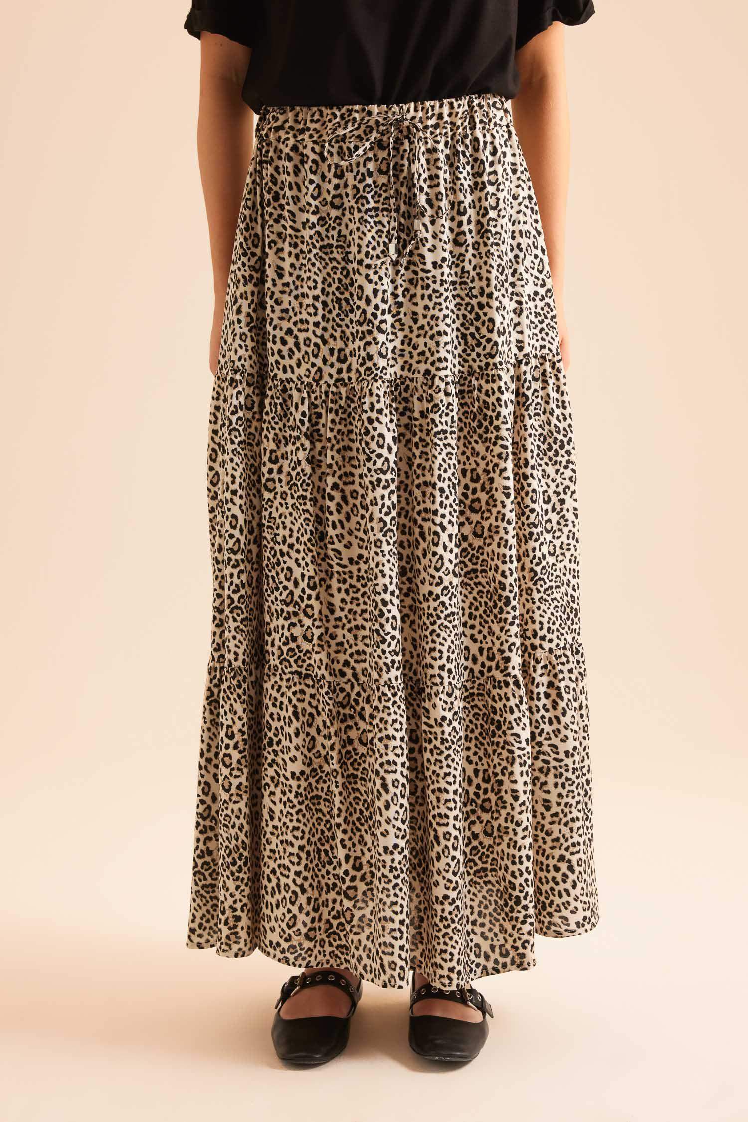 Leopar Desenli Maxi Etek