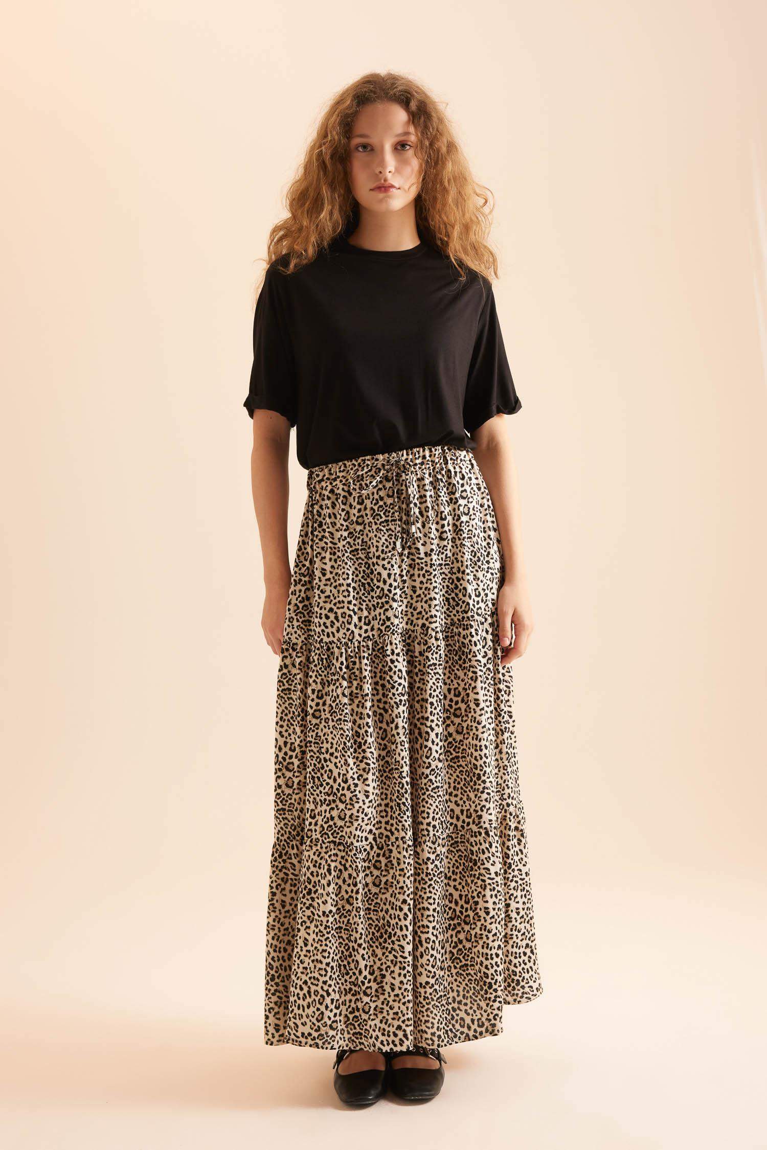 Leopar Desenli Maxi Etek