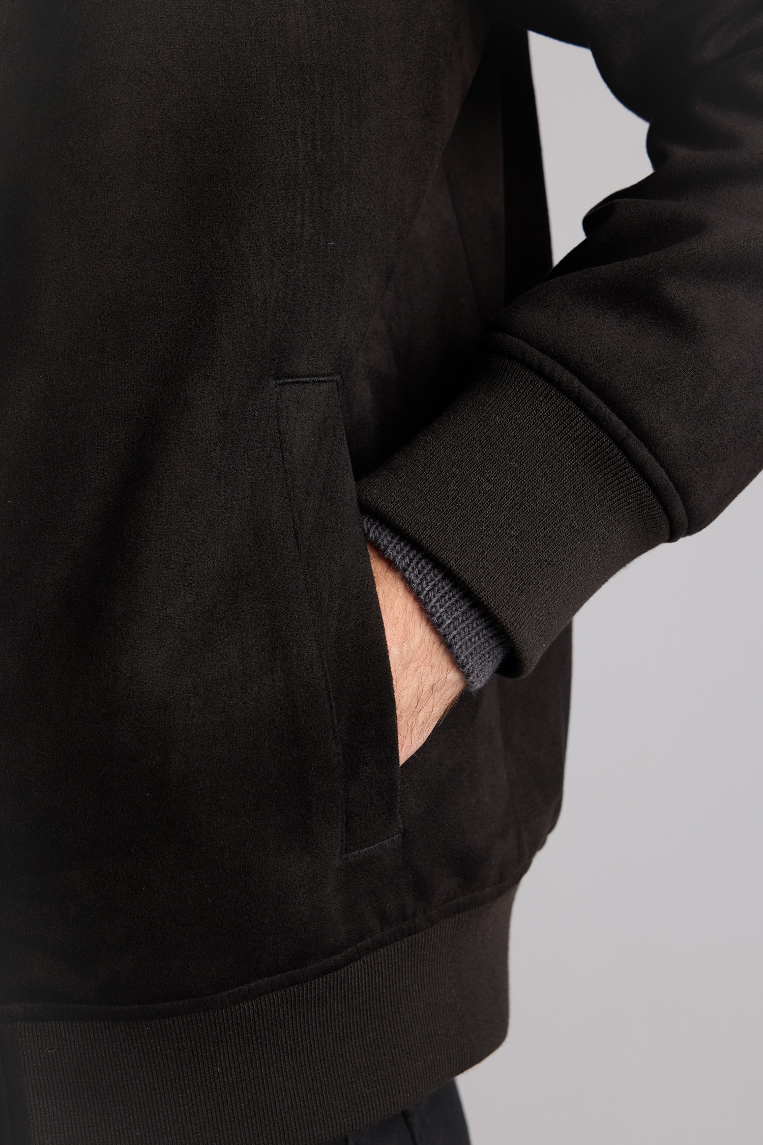 DeFacto Ultra Yumuşak Slim Fit Astarlı Fermuarlı Süet Mevsimlik Mont görsel 4