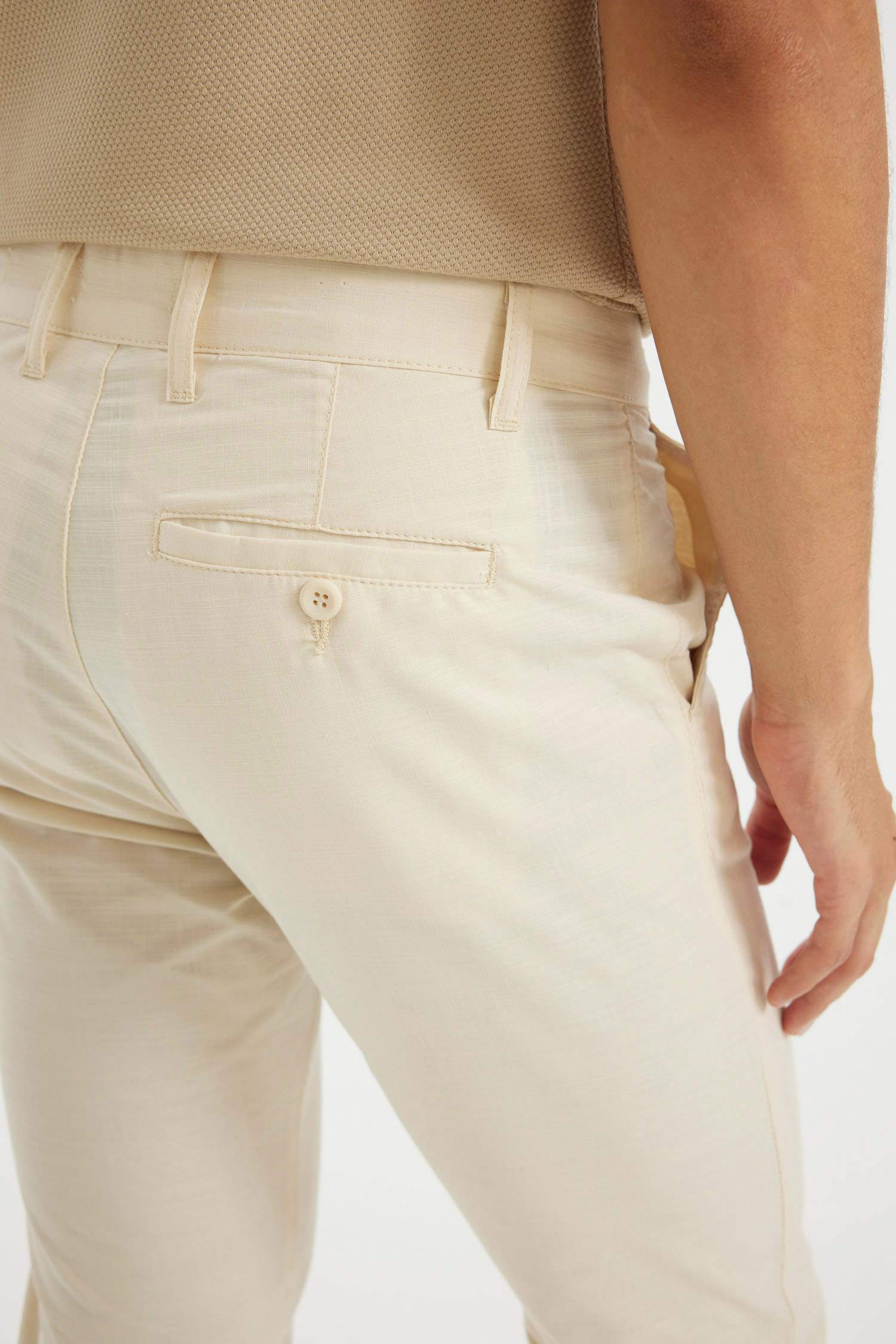 %100 Pamuk Regular Fit Normal Kesim Yazlık Düz Paça Chino Kanvas Pantolon