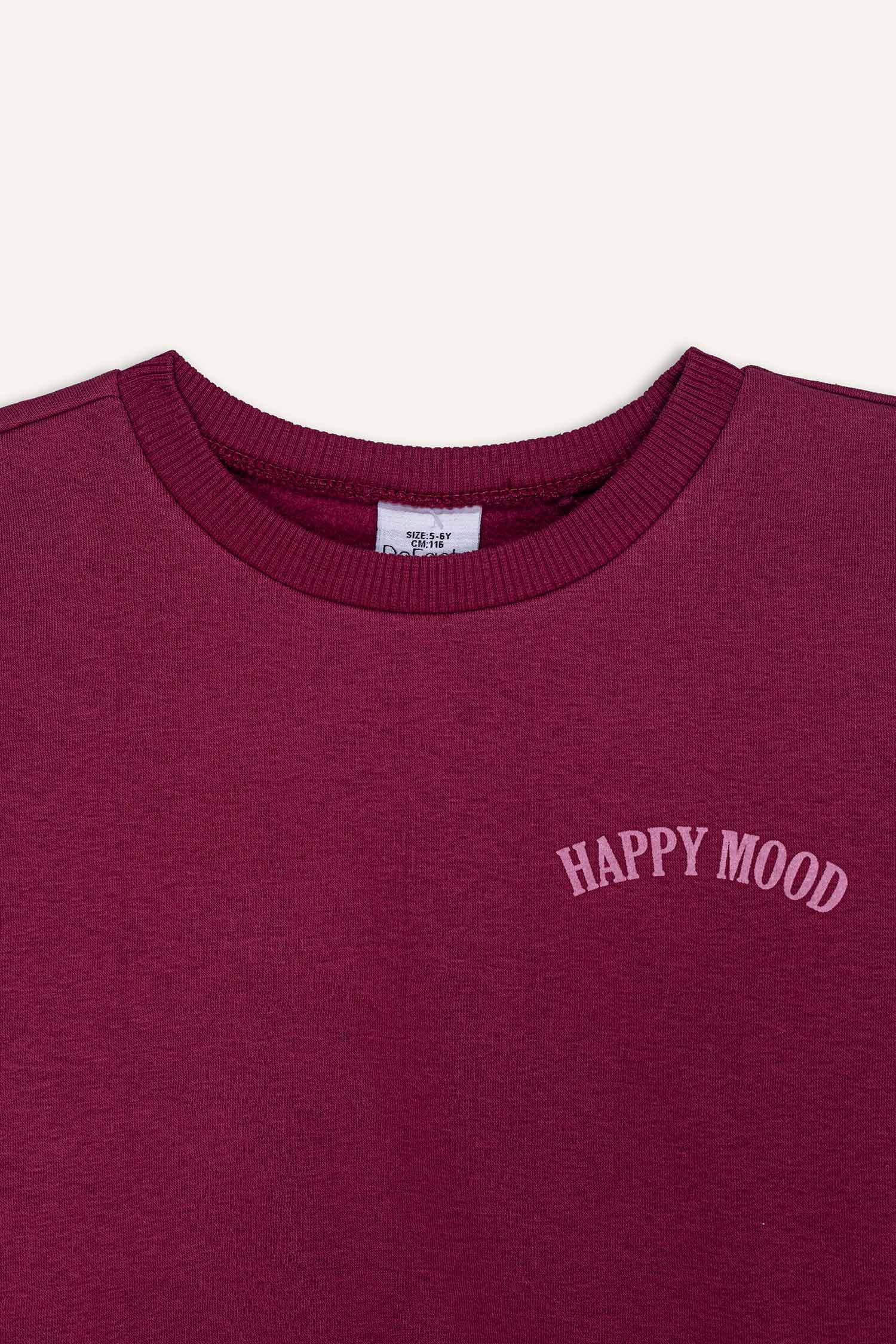 Kız Bebek Bisiklet Yaka Baskılı Sweatshirt