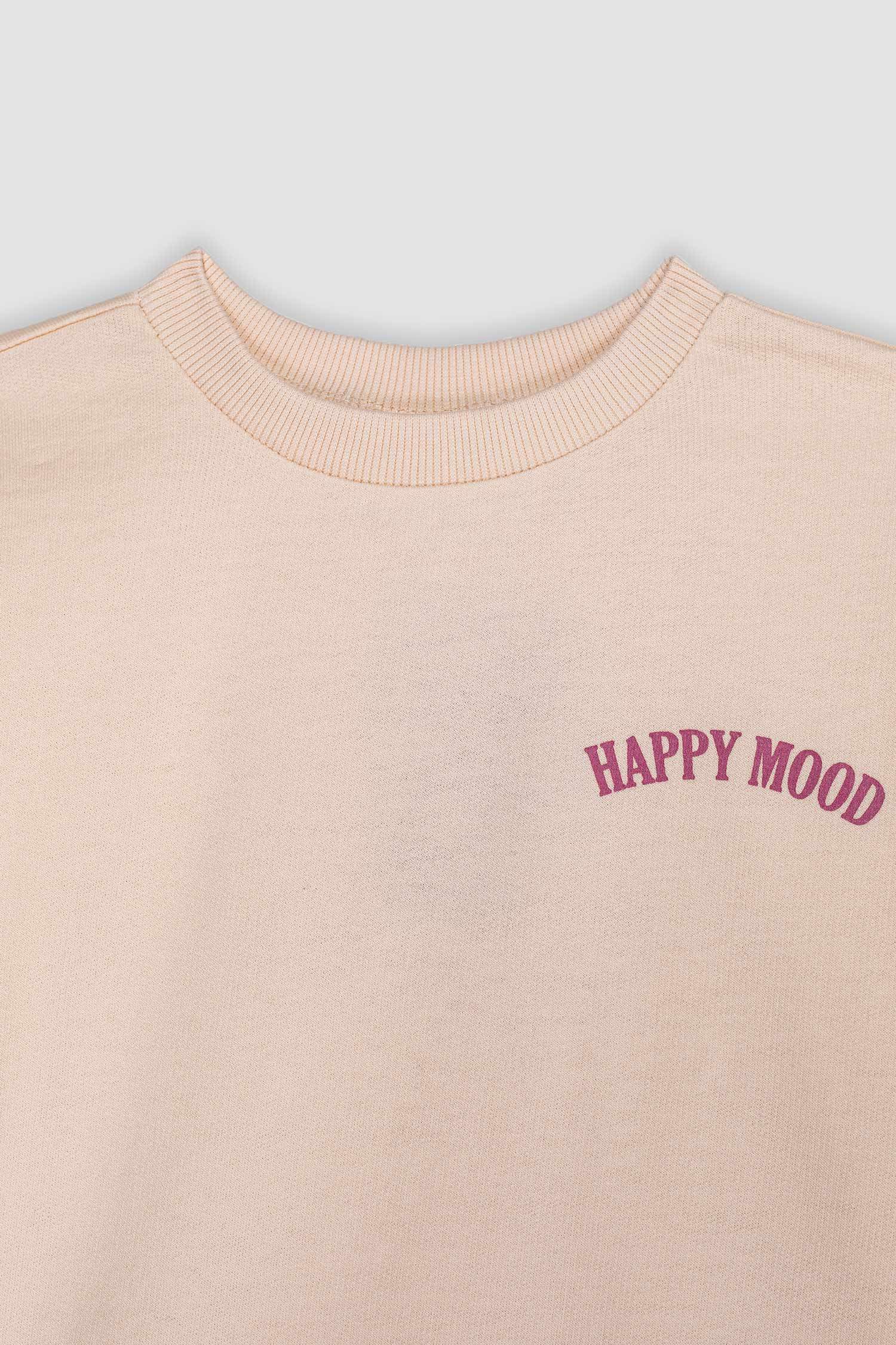 Kız Bebek Bisiklet Yaka Baskılı Sweatshirt