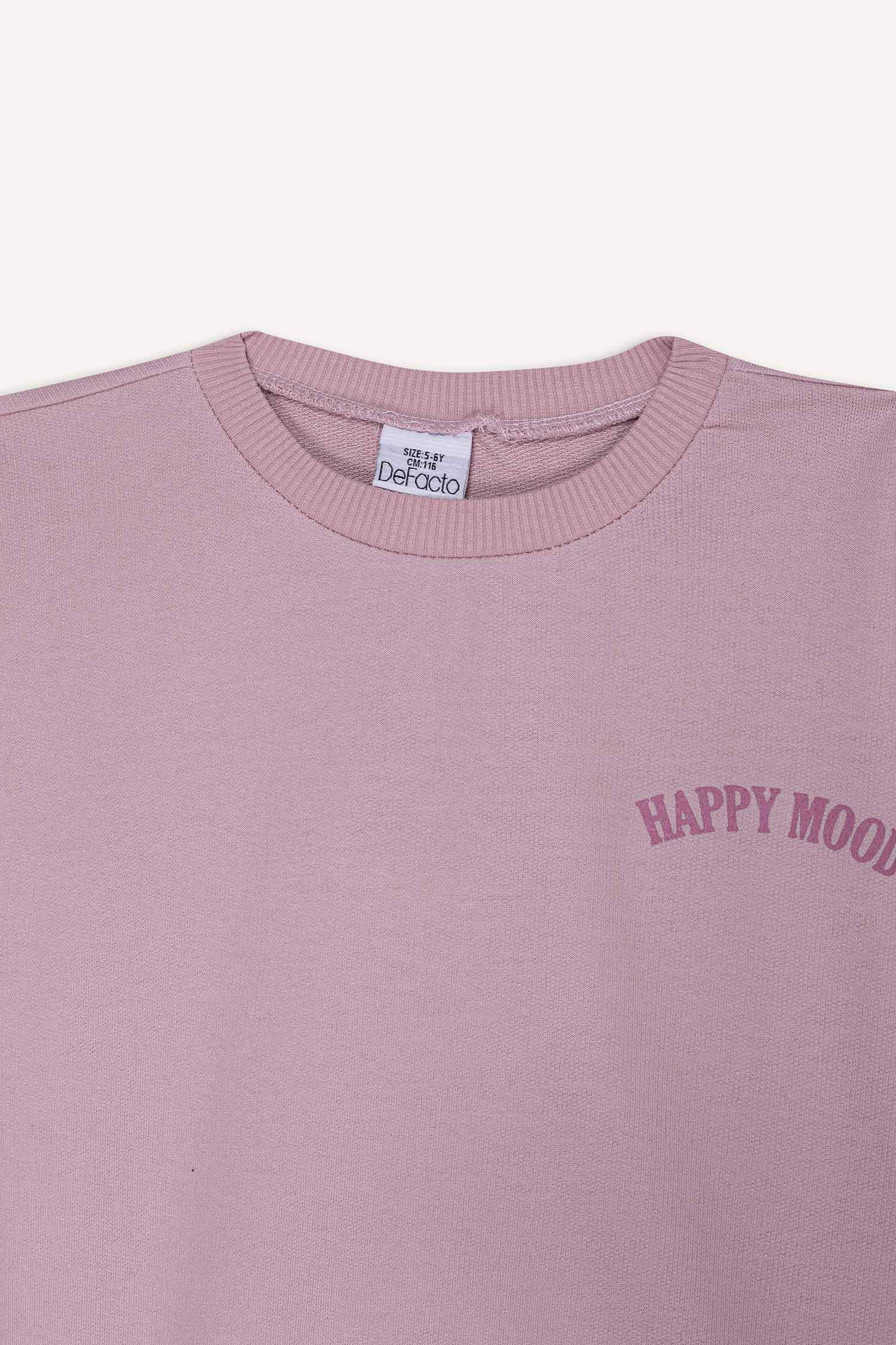 Baby Girl Regular Fit Slogan Patterned Sweatshirt