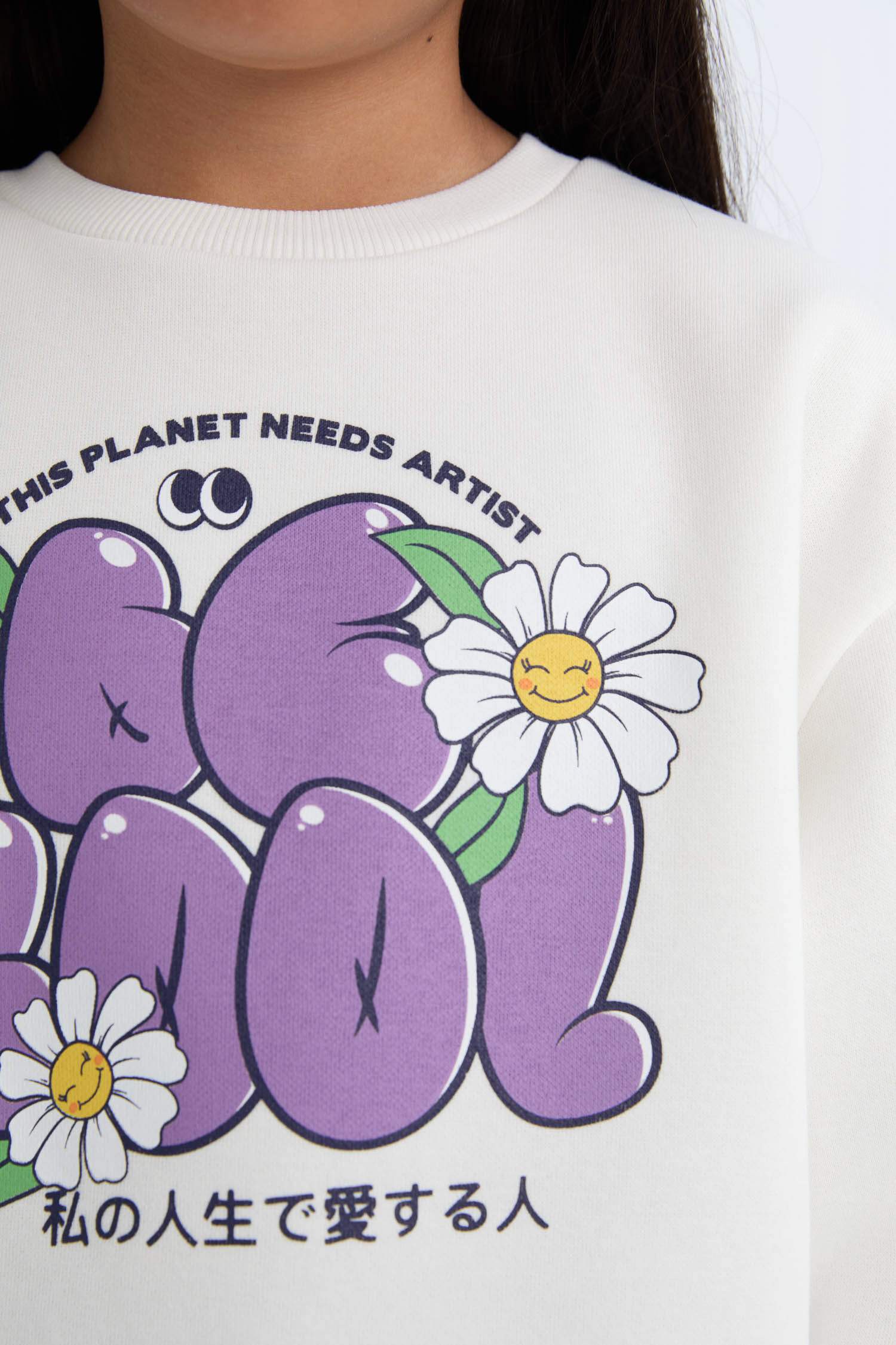 Sweat-shirt imprimé à Coupe décontractée Col rond pour Fille