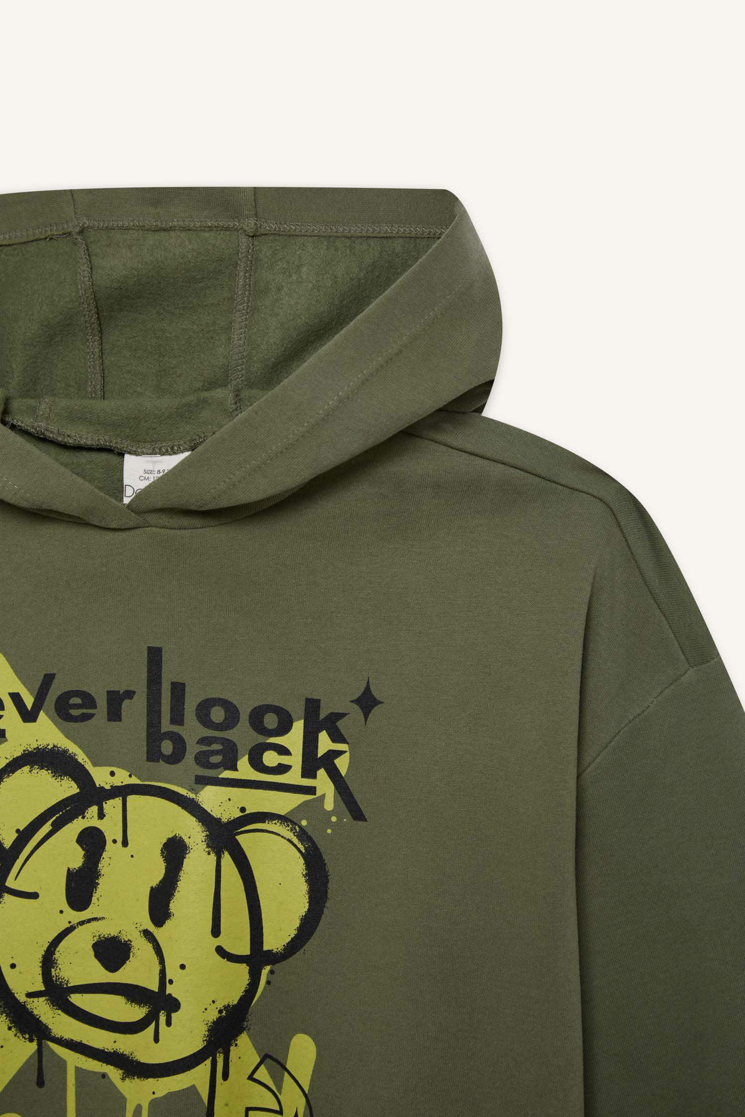 Kız Çocuk Oversize Geniş Kalıp Kapüşonlu Baskılı Sweatshirt