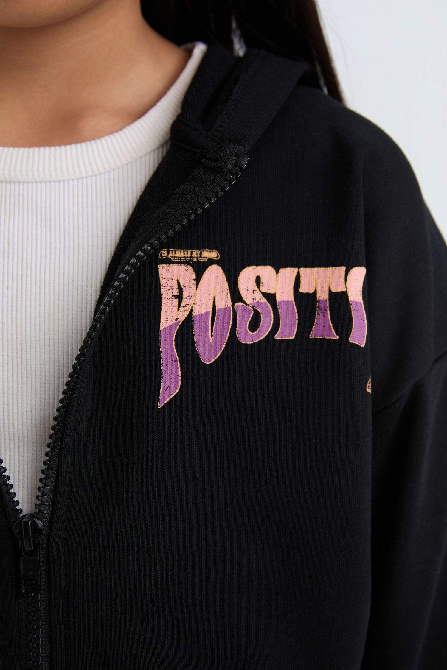 Sweat à capuche imprimé zippé pour fille