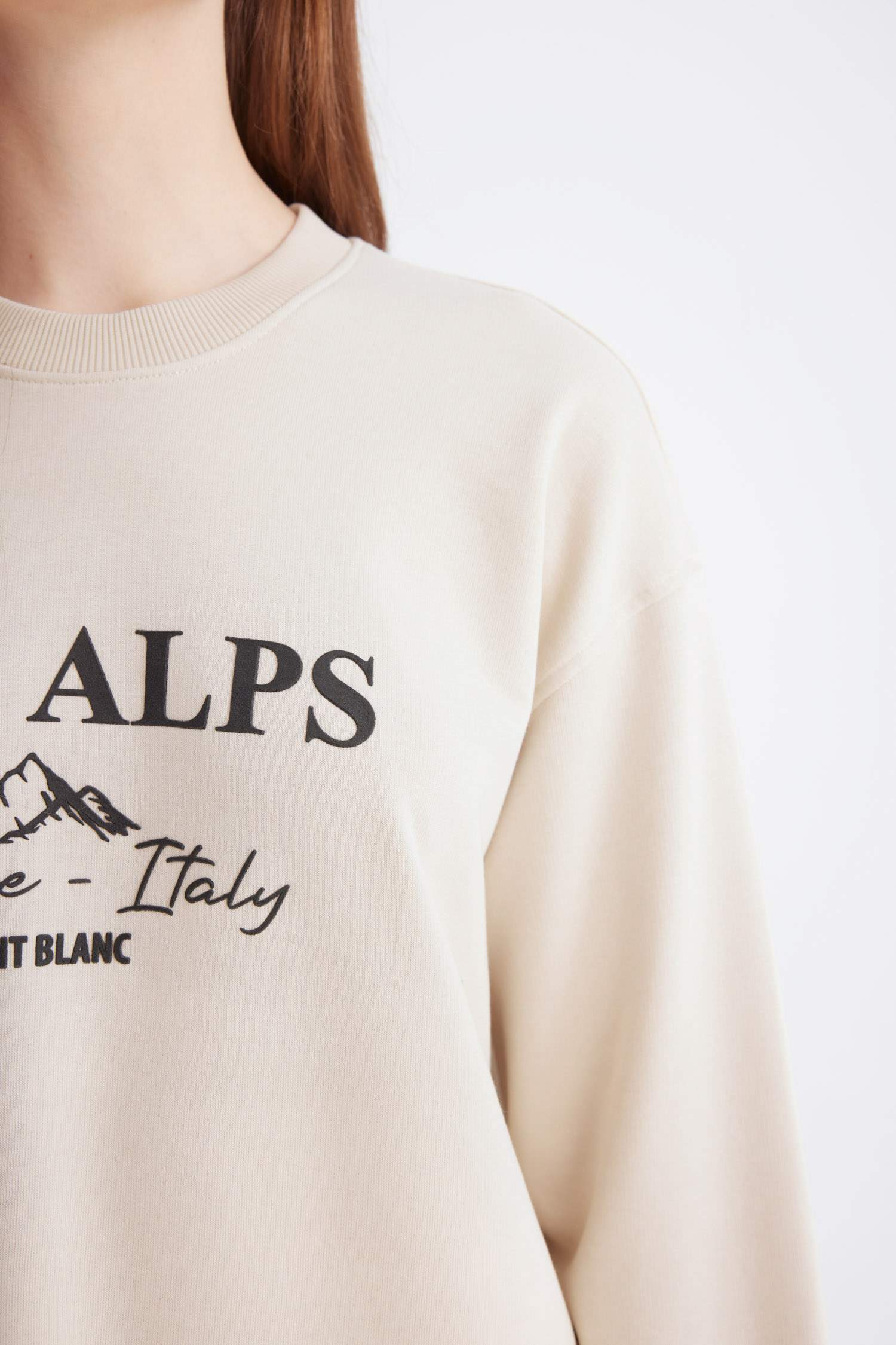 Regular Fit Printed Soft Furry Inside Sweat Tunic