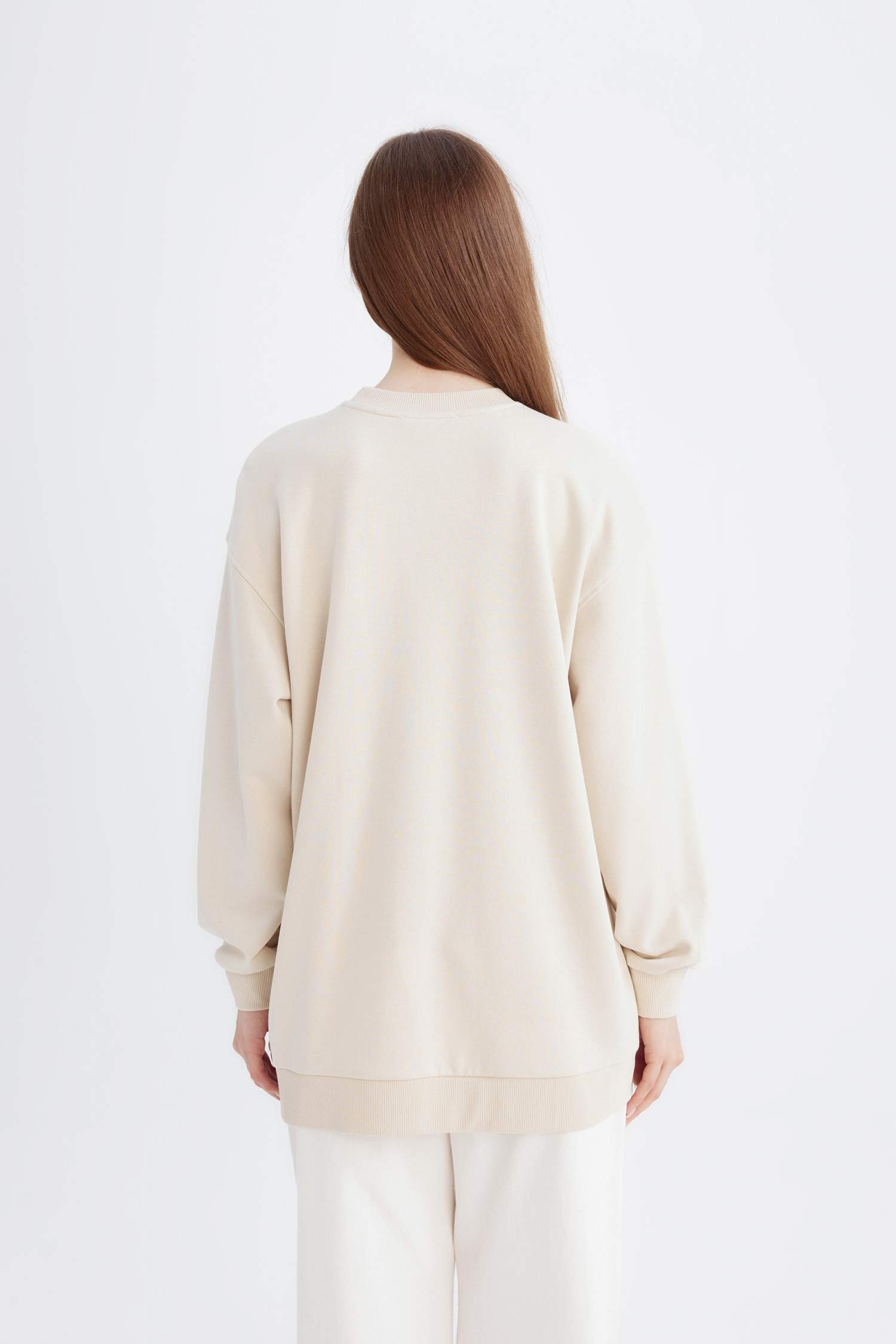 Regular Fit Printed Soft Furry Inside Sweat Tunic