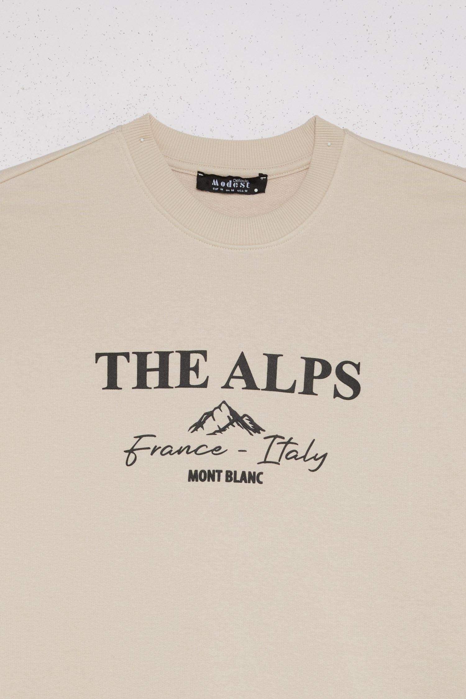 Regular Fit Printed Soft Furry Inside Sweat Tunic