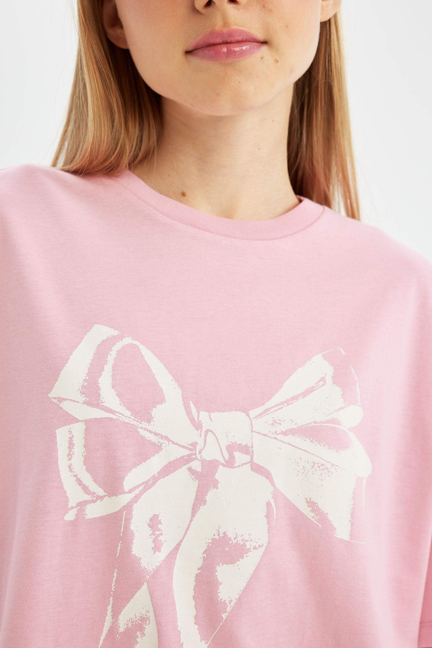 Coool Oversize Geniş Kalıp Bisiklet Yaka Baskılı Kısa Kollu Tişört