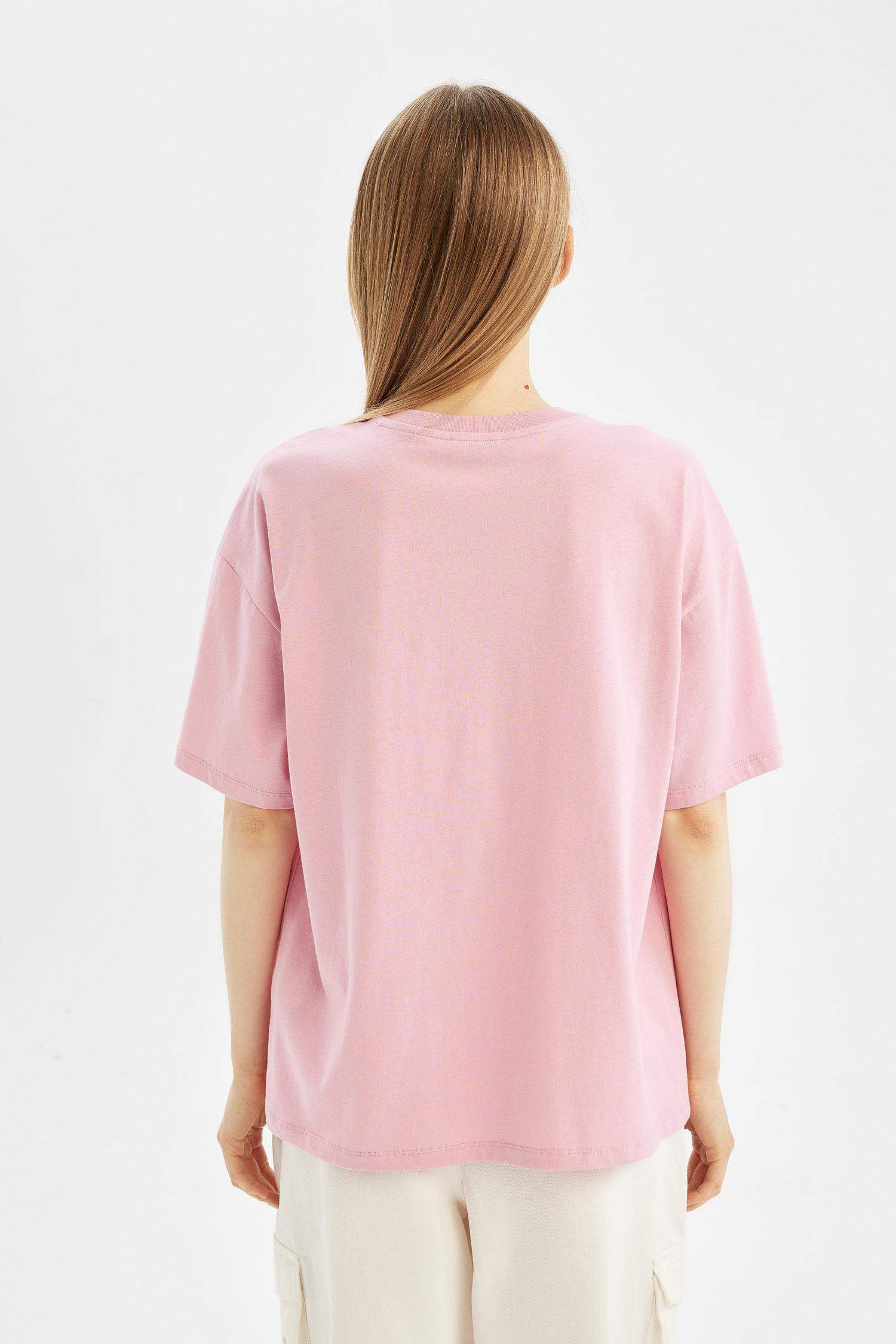 Coool Oversize Geniş Kalıp Bisiklet Yaka Baskılı Kısa Kollu Tişört