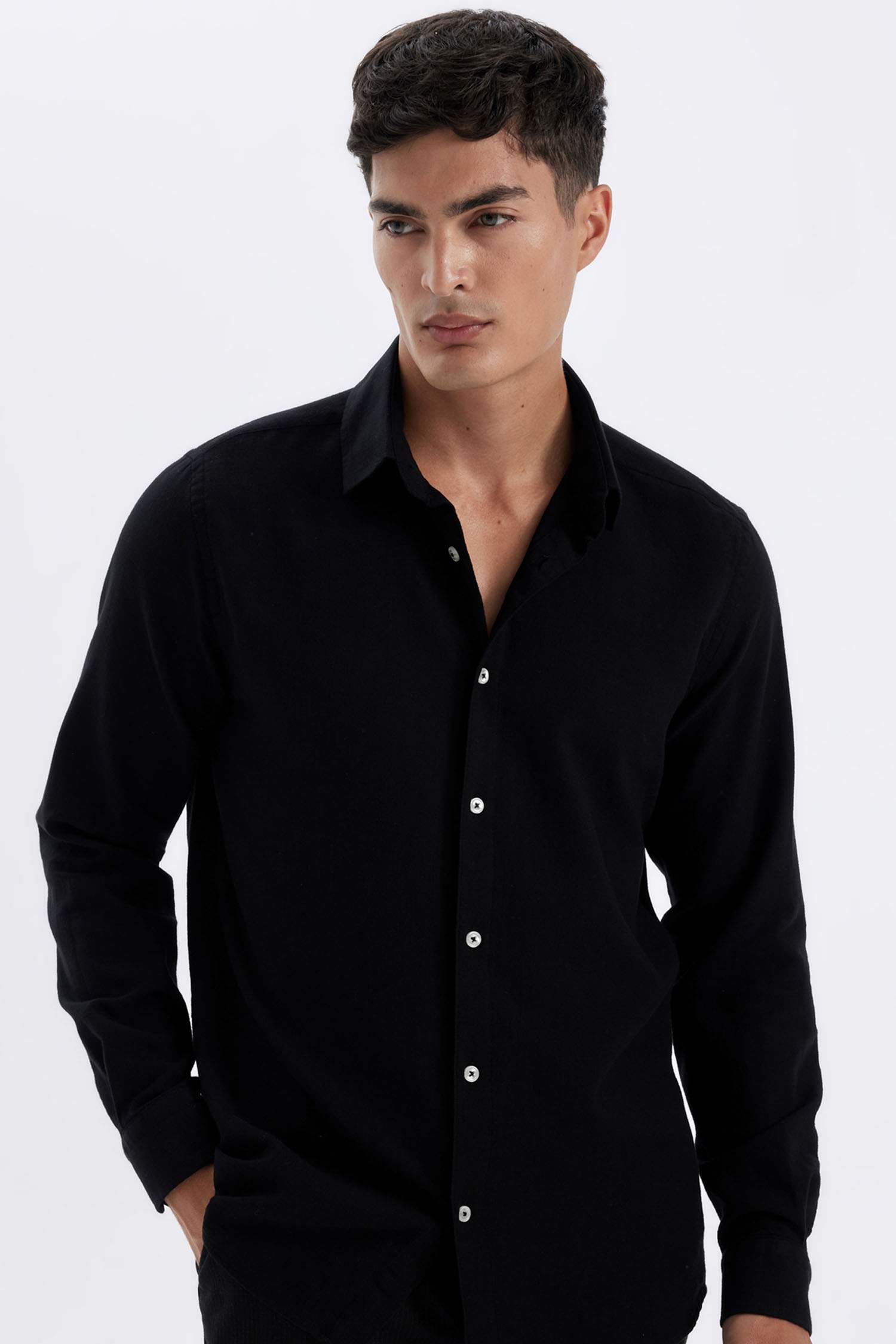 поло жаға мақта Ұзын жеңді көйлек