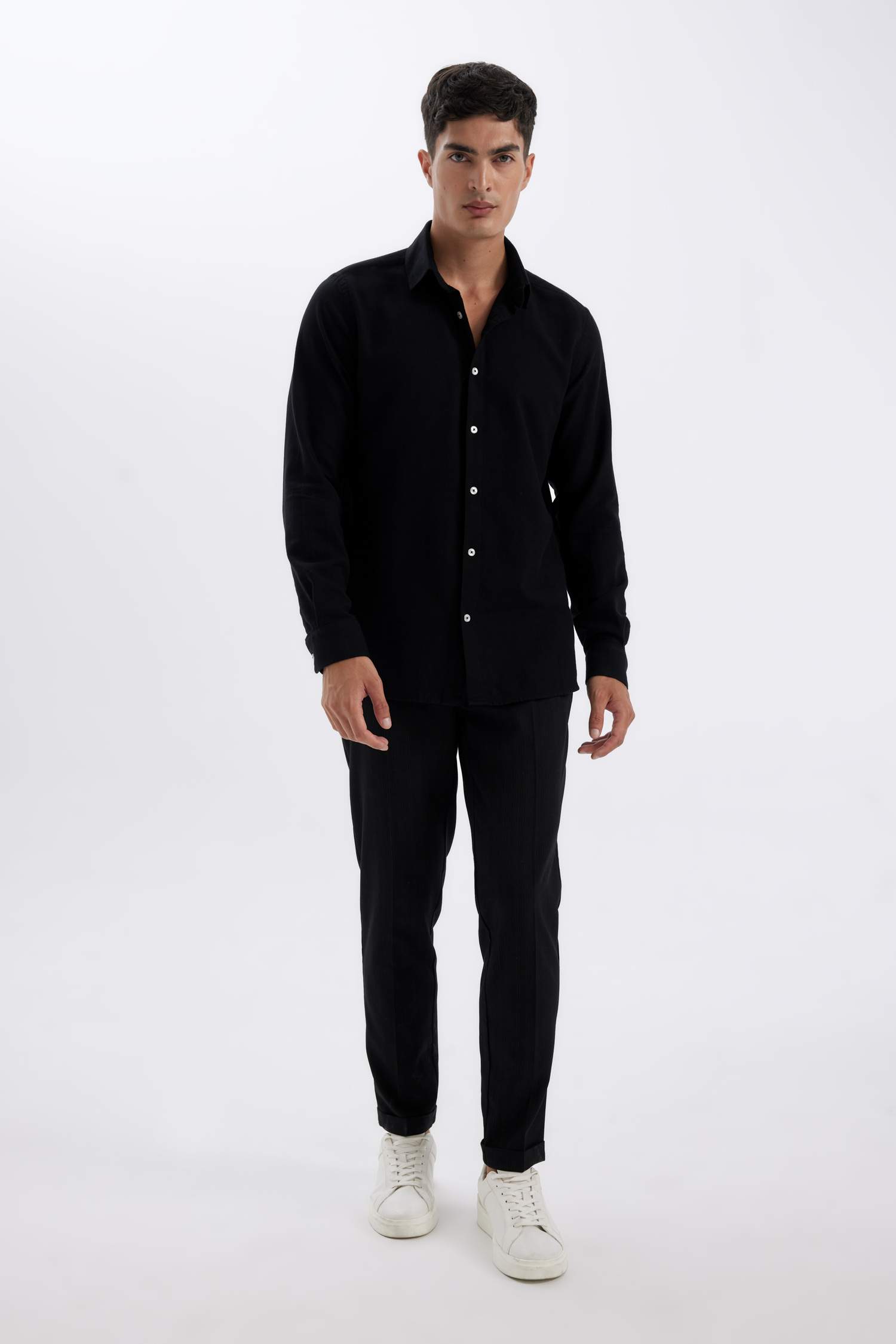 поло жаға мақта Ұзын жеңді көйлек