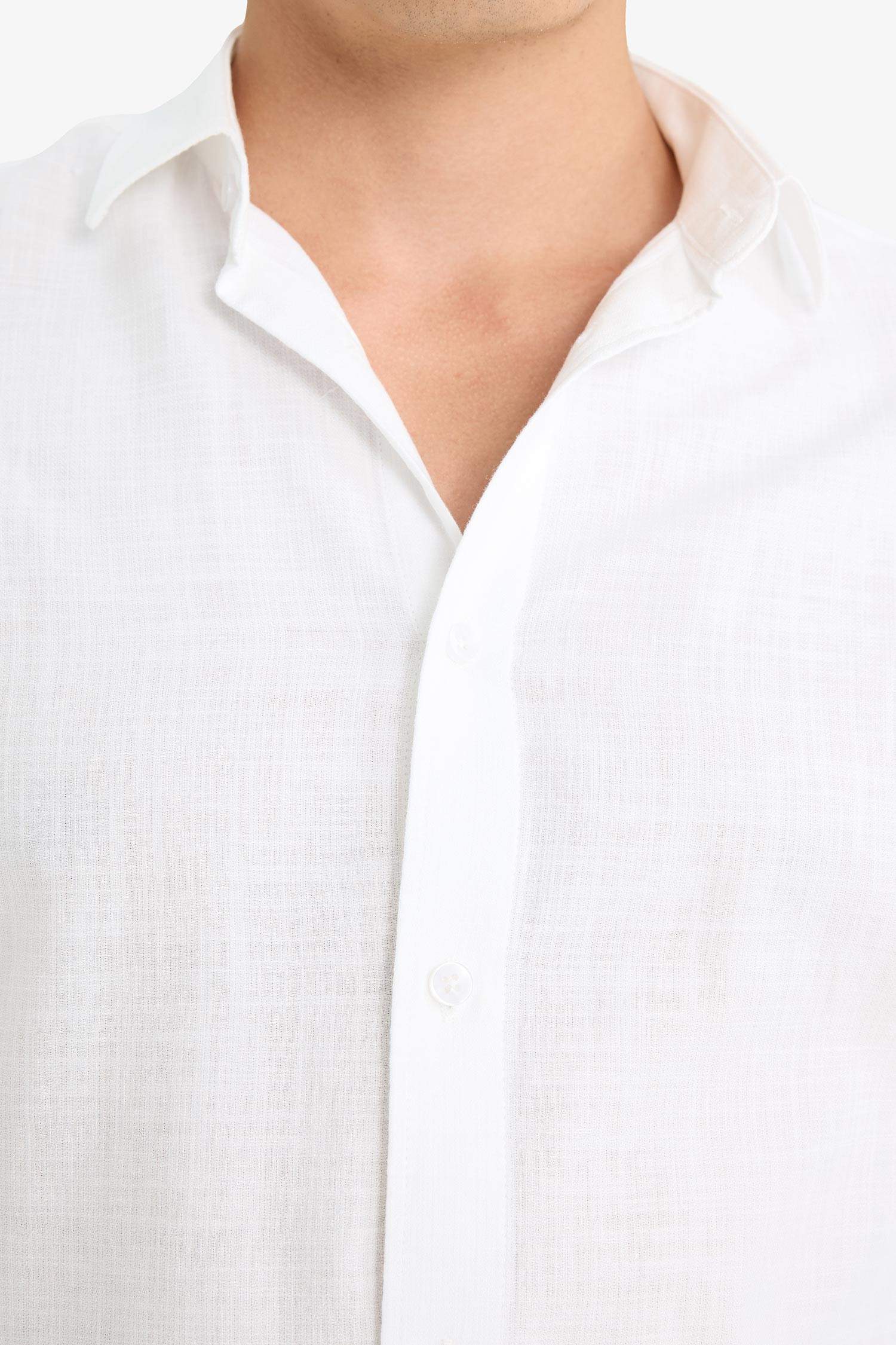 %100 Pamuk Modern Fit Polo Yaka Pamuklu Uzun Kollu Gömlek