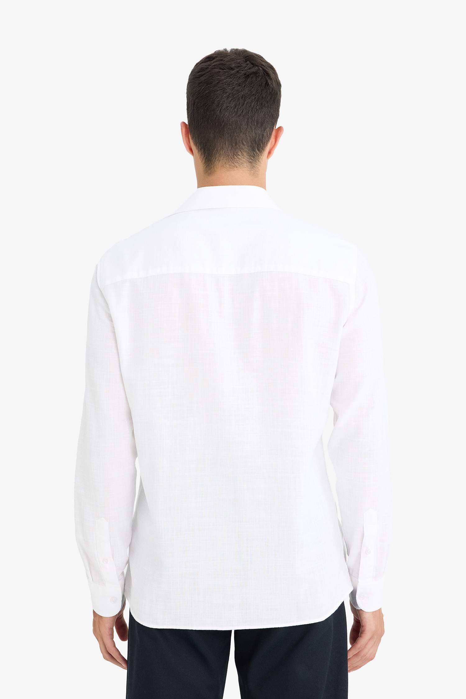 %100 Pamuk Modern Fit Polo Yaka Pamuklu Uzun Kollu Gömlek