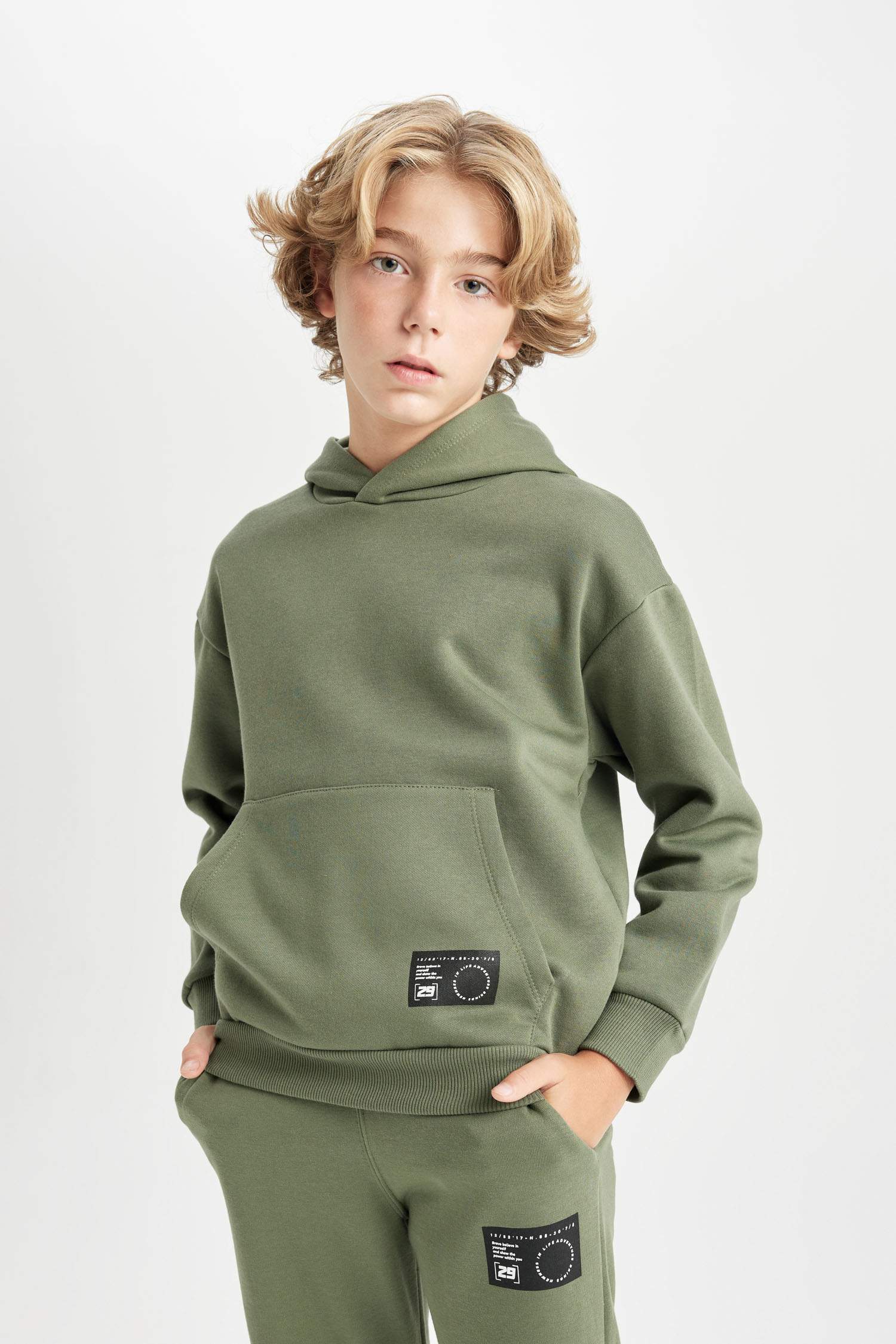 Boy Oversize Fit Hooded Thick School Sweatshirt