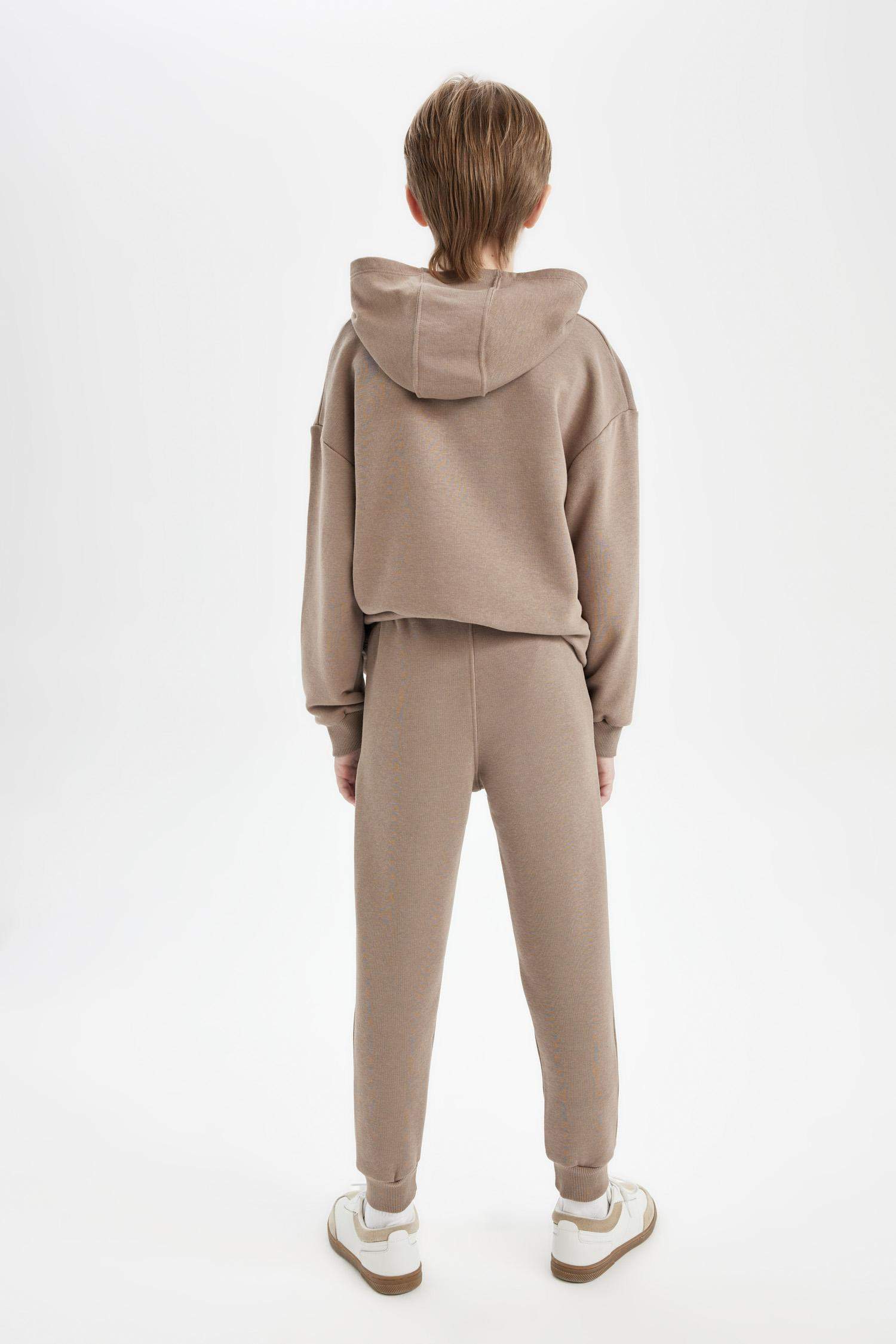 Erkek Çocuk Dokuma Etiketli Beli Paçası Lastikli Cepli Okul Jogger Eşofman Altı