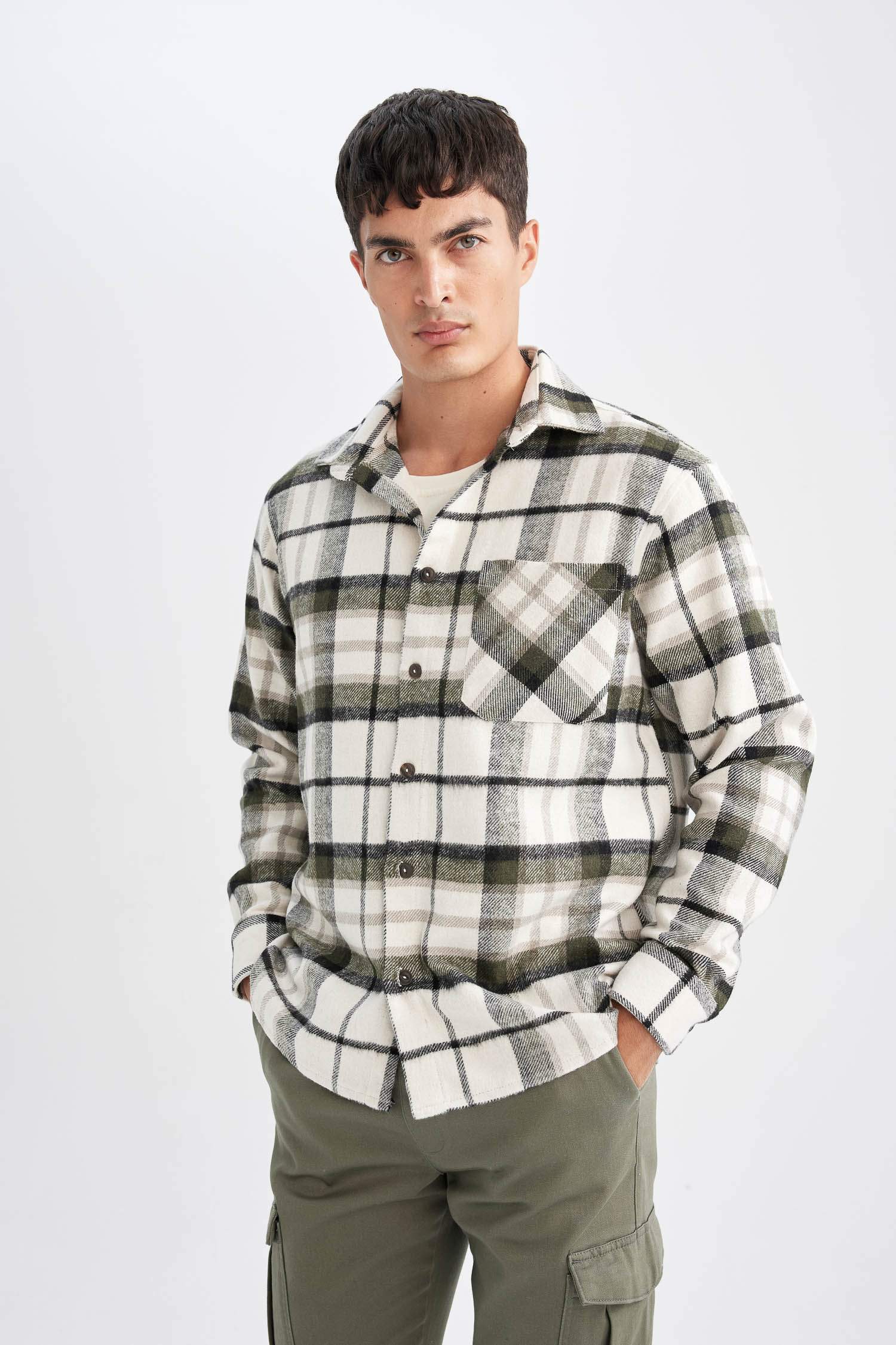 Regular Fit Kareli Oduncu Flanel Uzun Kollu Gömlek