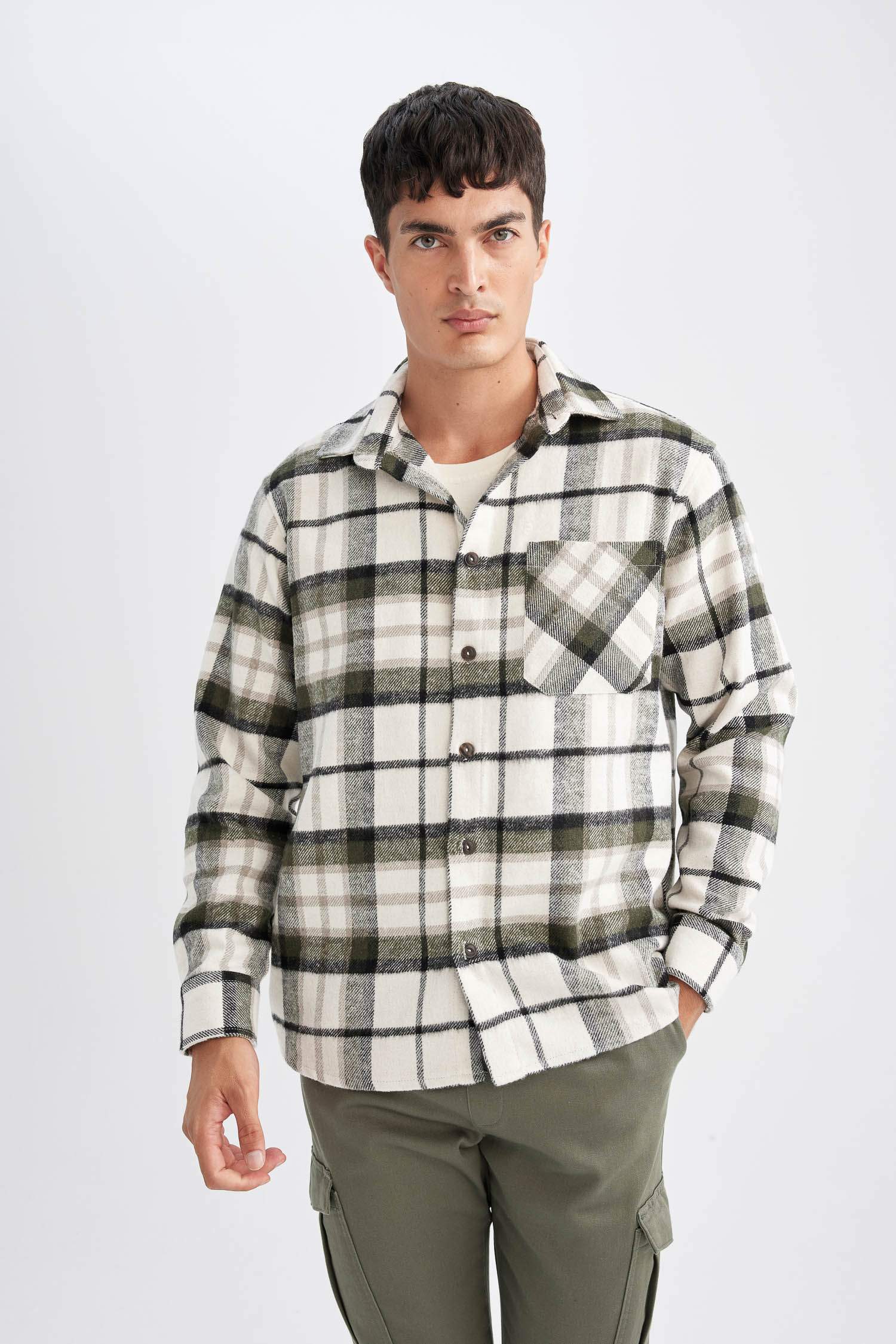 Regular Fit Kareli Oduncu Flanel Uzun Kollu Gömlek