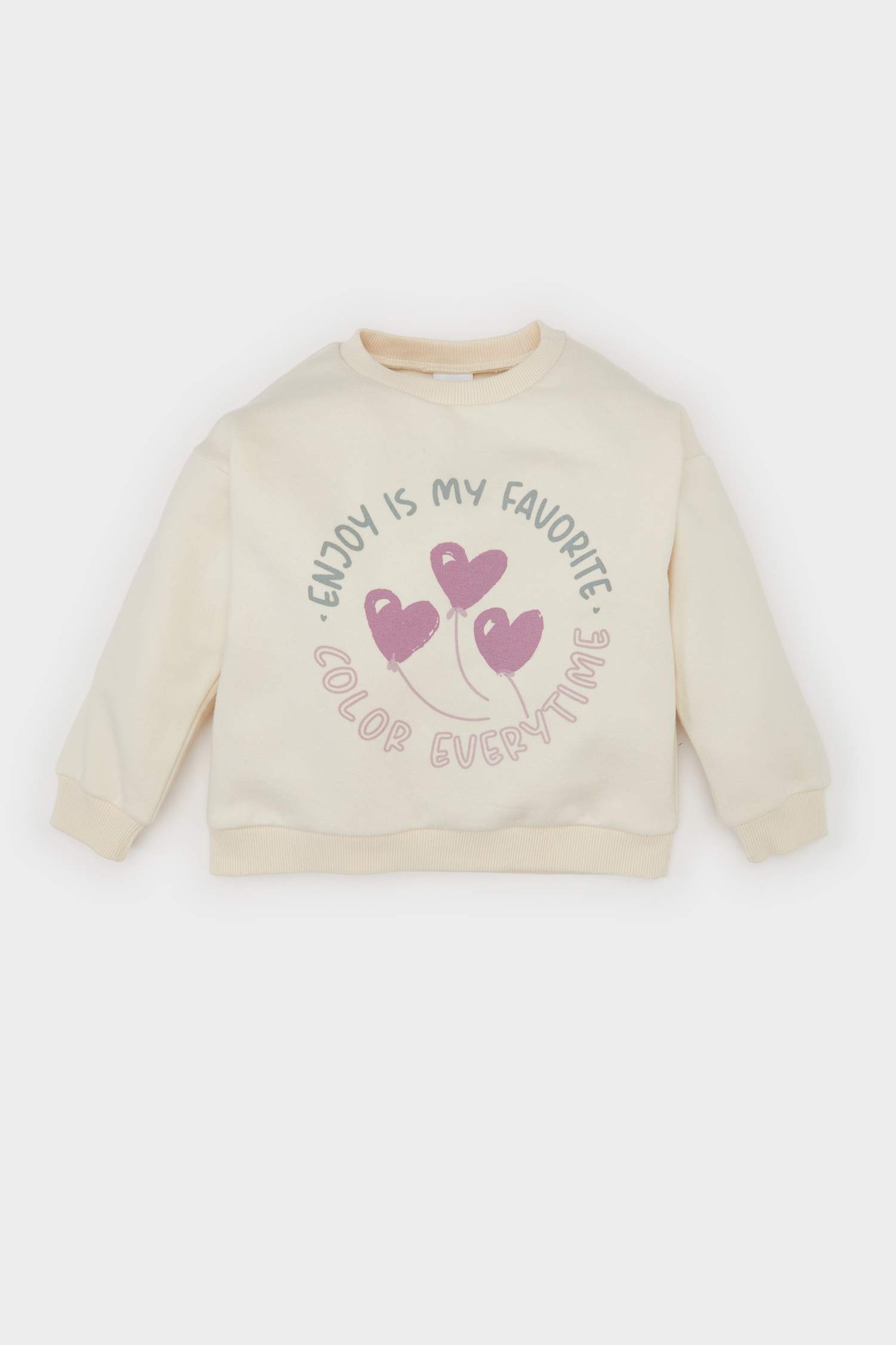 Kız Bebek Bisiklet Yaka Baskılı Sweatshirt