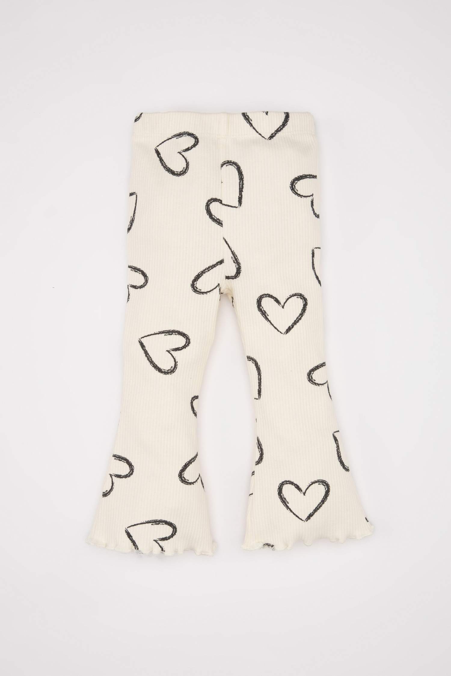 سيت بناتي سويت شيرت وبنطلون قصة عادية بطبعة قلب - قطعتين