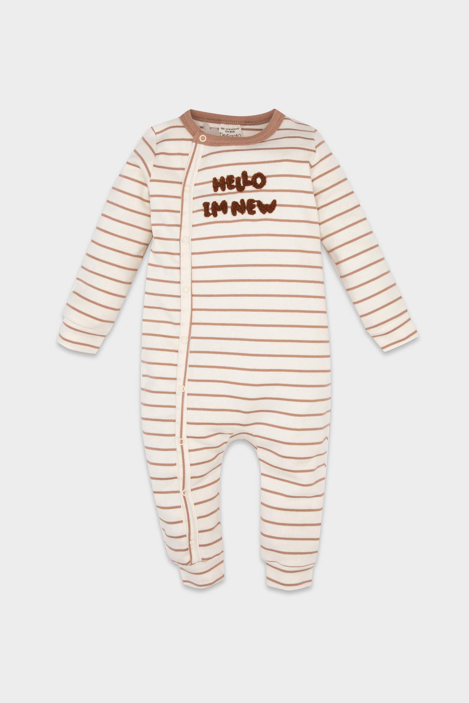 Erkek Bebek Yenidoğan Çıtçıtlı Çizgili Fitilli Kaşkorse Uzun Kollu Tulum