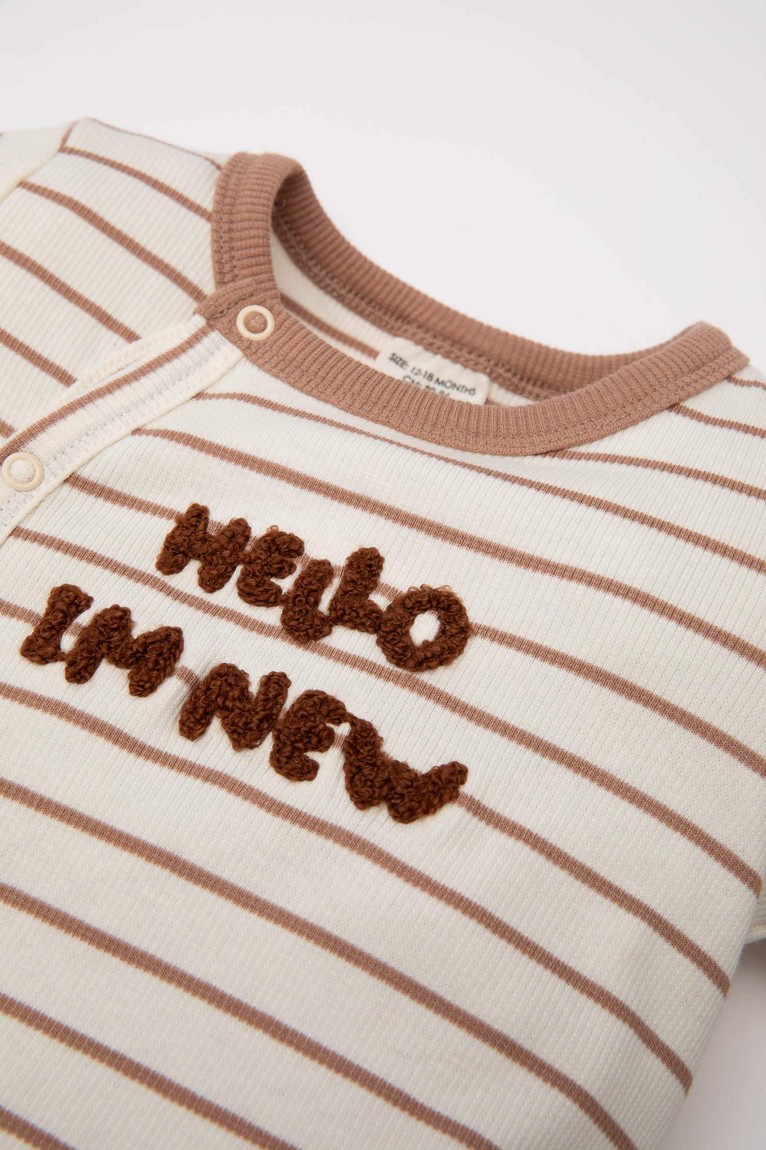 Erkek Bebek Yenidoğan Çıtçıtlı Çizgili Fitilli Kaşkorse Uzun Kollu Tulum