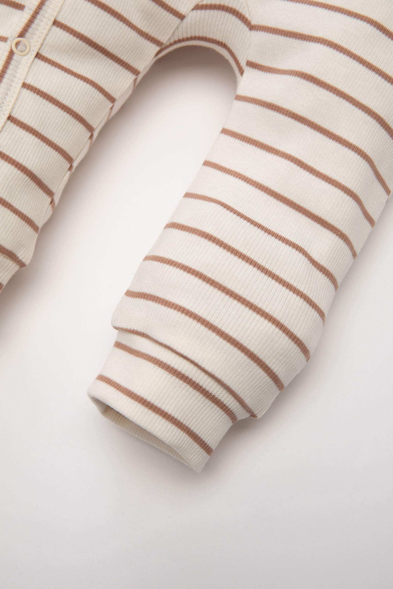 Erkek Bebek Yenidoğan Çıtçıtlı Çizgili Fitilli Kaşkorse Uzun Kollu Tulum