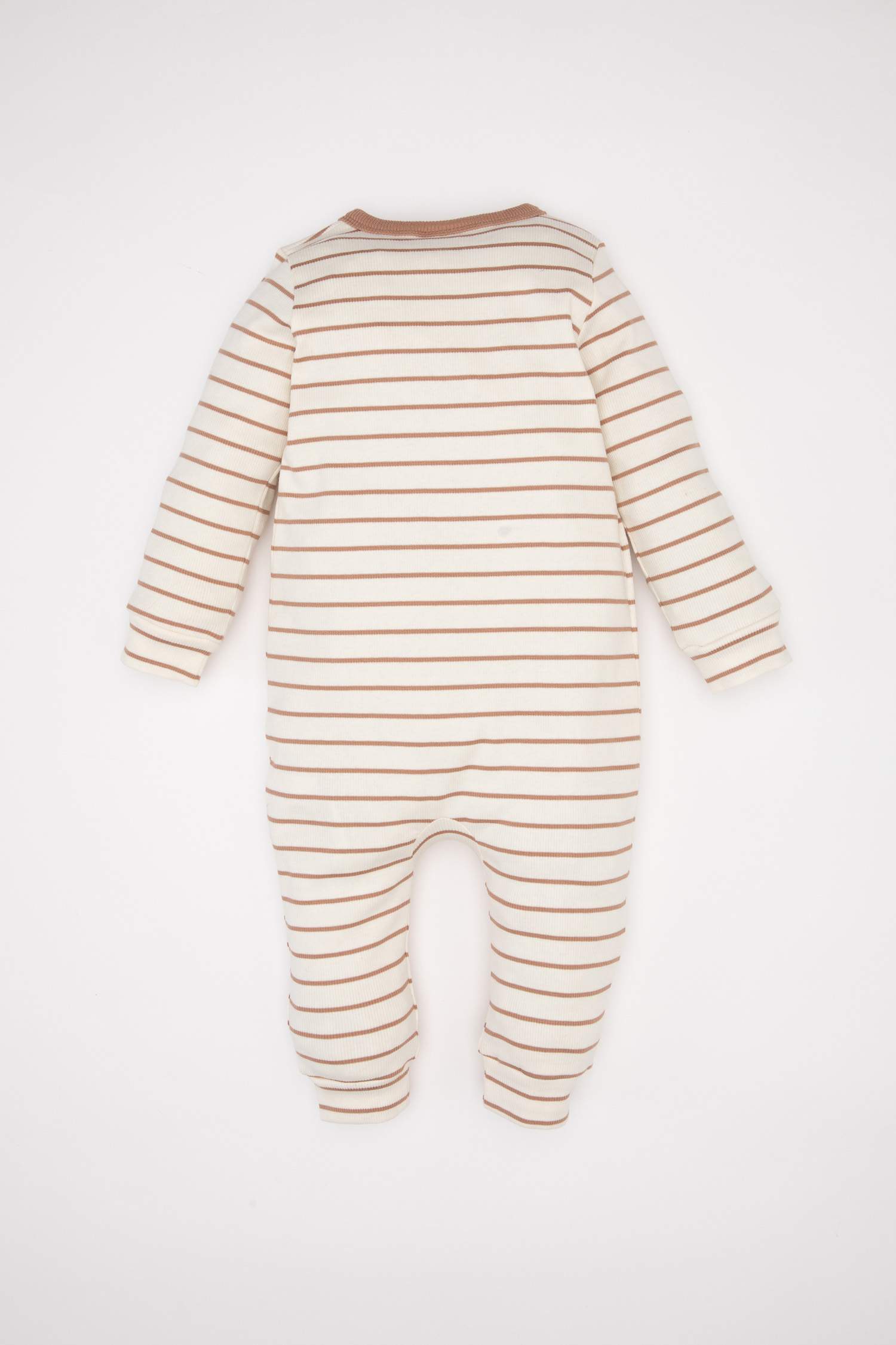 Erkek Bebek Yenidoğan Çıtçıtlı Çizgili Fitilli Kaşkorse Uzun Kollu Tulum