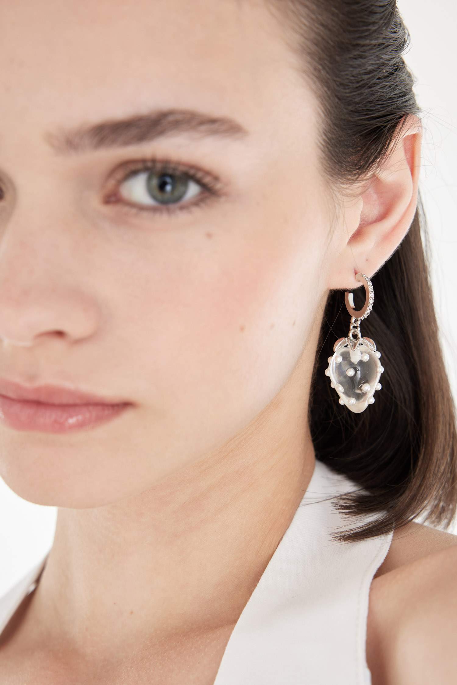 Woman Dangling Strawberry Themed Earring