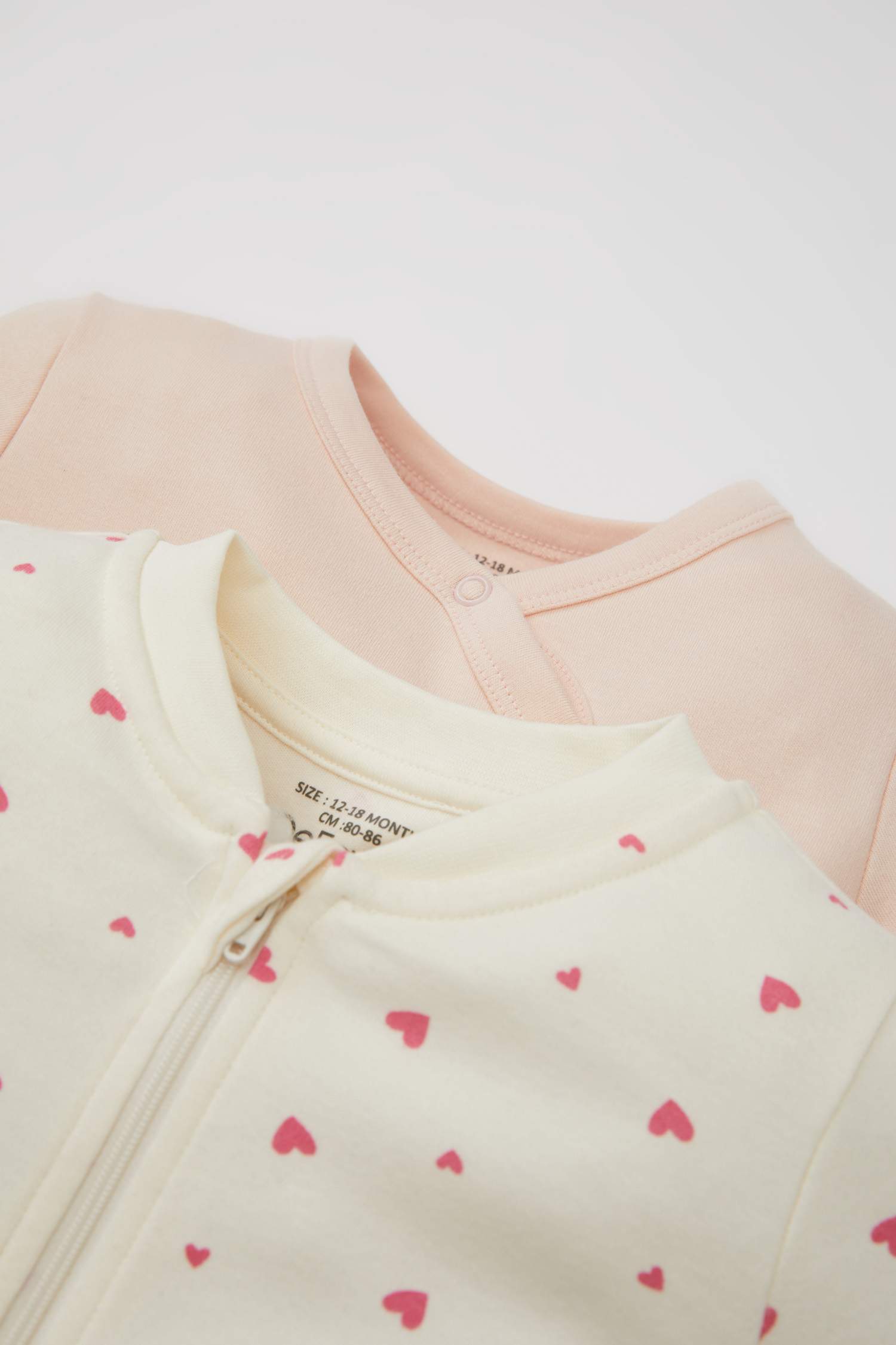 Baby Girl Heart Patterned 2 Pack Jumpsuit