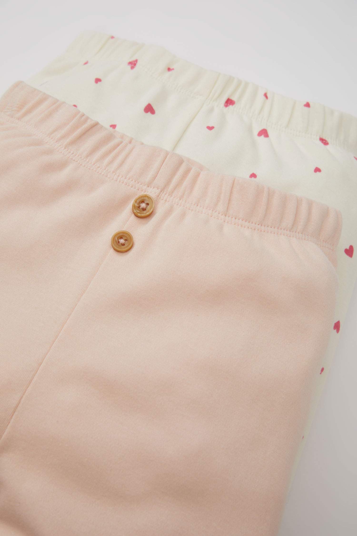 بنطلون بيجاما بيبي بناتي حديثي الولادة بطبعة قلب قصة عادية - قطعتين