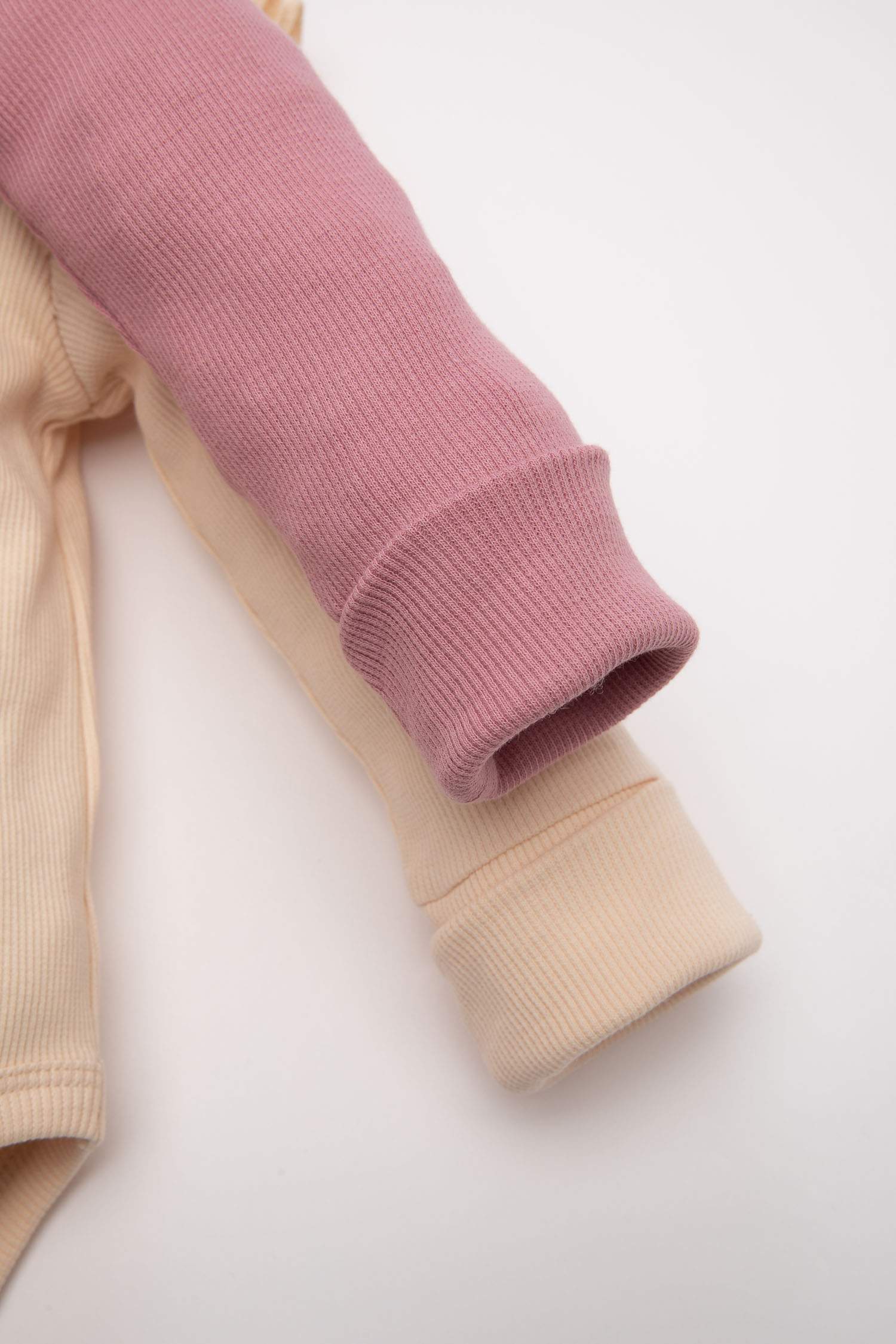 Kız Bebek Yenidoğan Bisiklet Yaka Fitilli Kaşkorse 2'li Uzun Kollu Çıtçıtlı Body