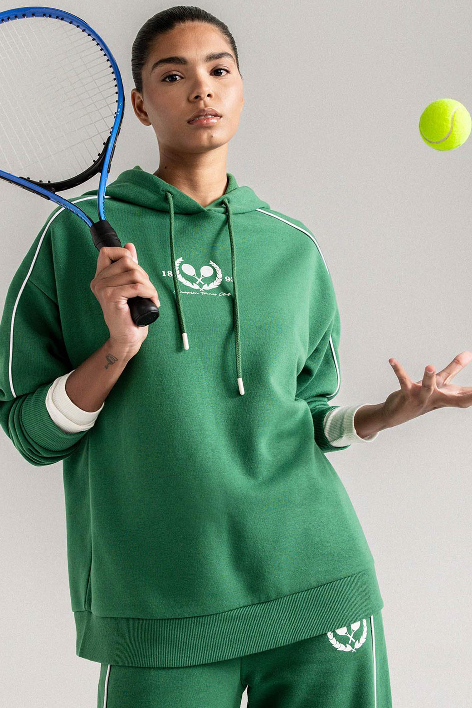 DeFactoFit Oversize Geniş Kalıp Kapüşonlu Sporcu Sweatshirt