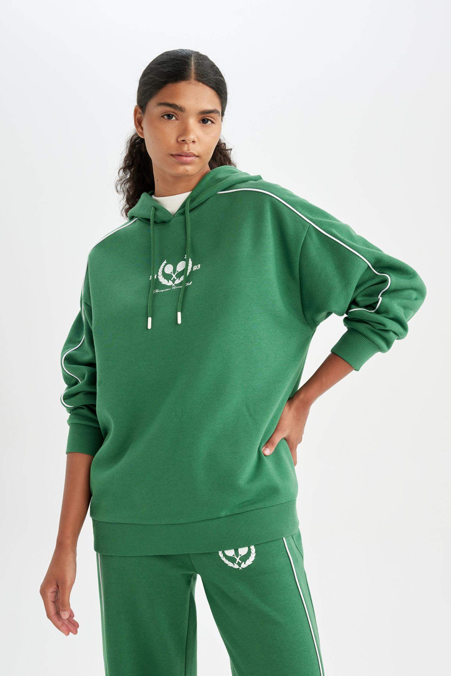DeFactoFit Oversize Geniş Kalıp Kapüşonlu Sporcu Sweatshirt