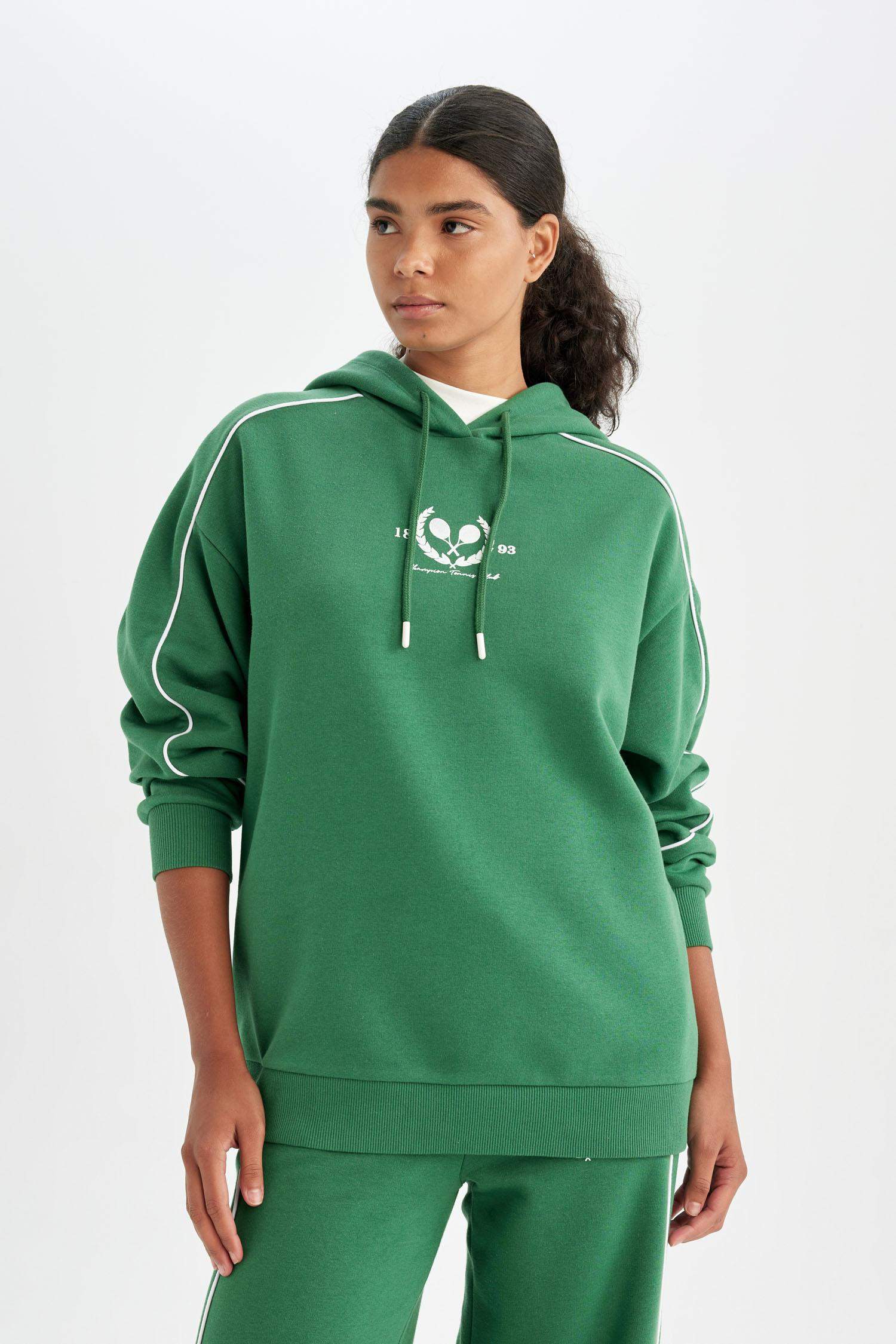 DeFactoFit Oversize Geniş Kalıp Kapüşonlu Sporcu Sweatshirt