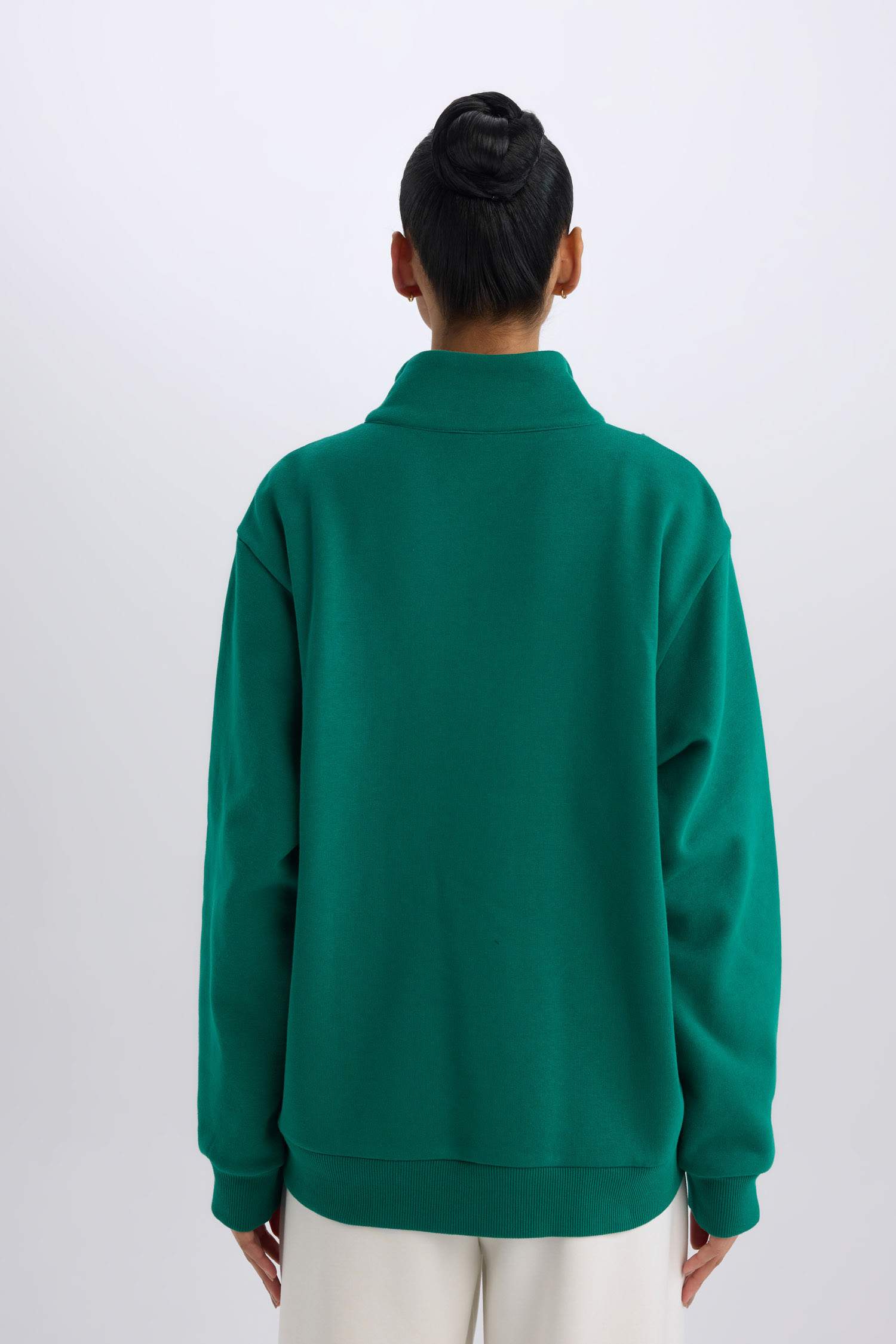 Oversize Geniş Kalıp Dik Yaka Spor Baskılı Sporcu Sweatshirt