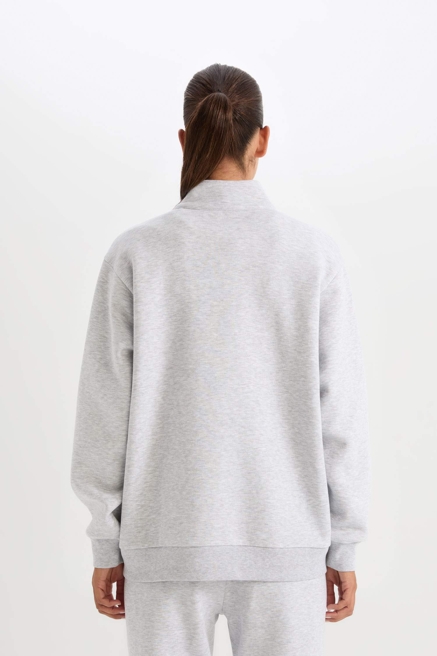 DeFactoFit Oversize Geniş Kalıp Dik Yaka Spor Baskılı Sporcu Sweatshirt