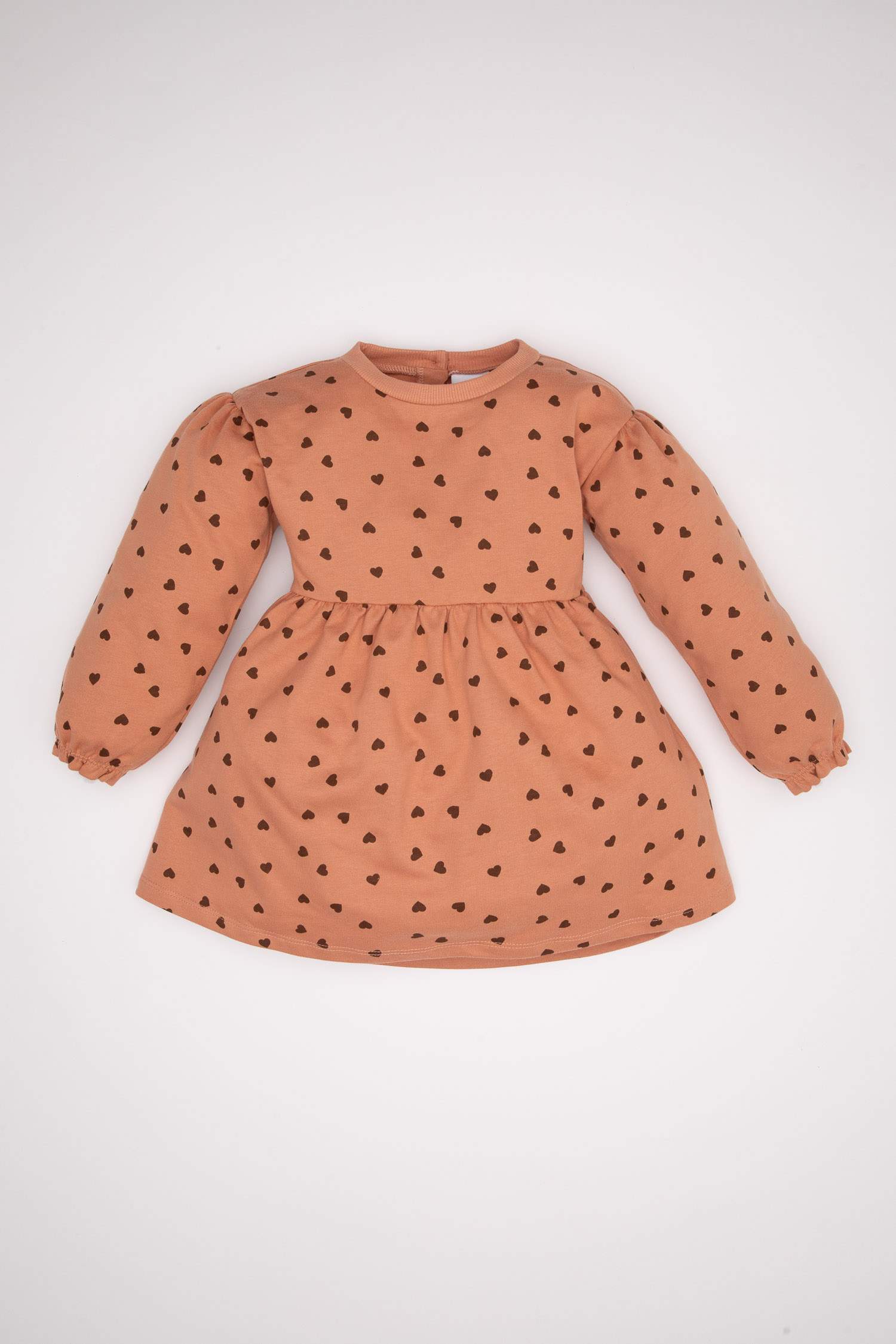 Baby Girl Crew Neck Heart Polka Dot Sweatshirt Dress