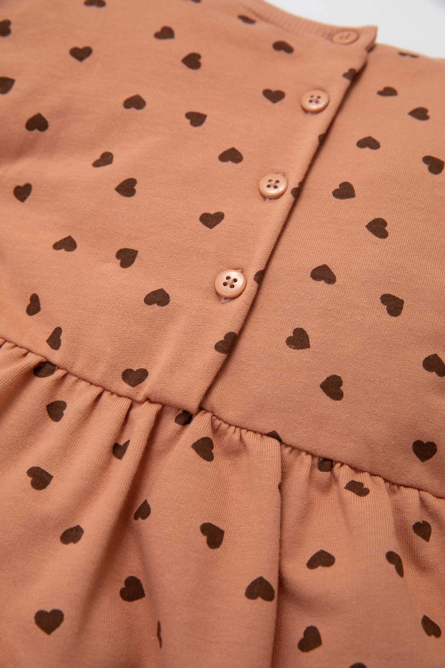 Baby Girl Crew Neck Heart Polka Dot Sweatshirt Dress