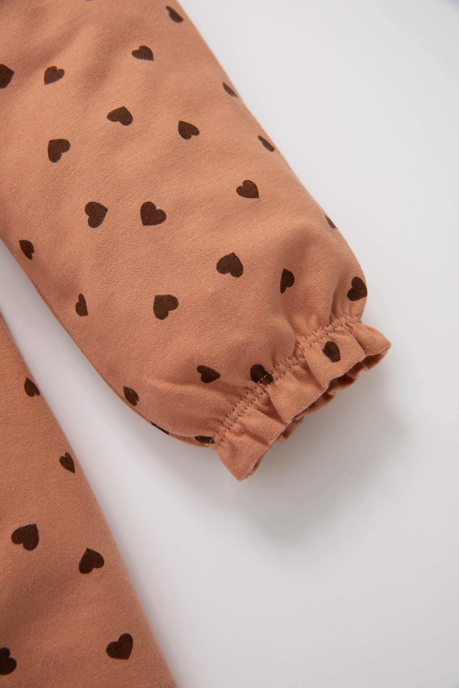 Baby Girl Crew Neck Heart Polka Dot Sweatshirt Dress