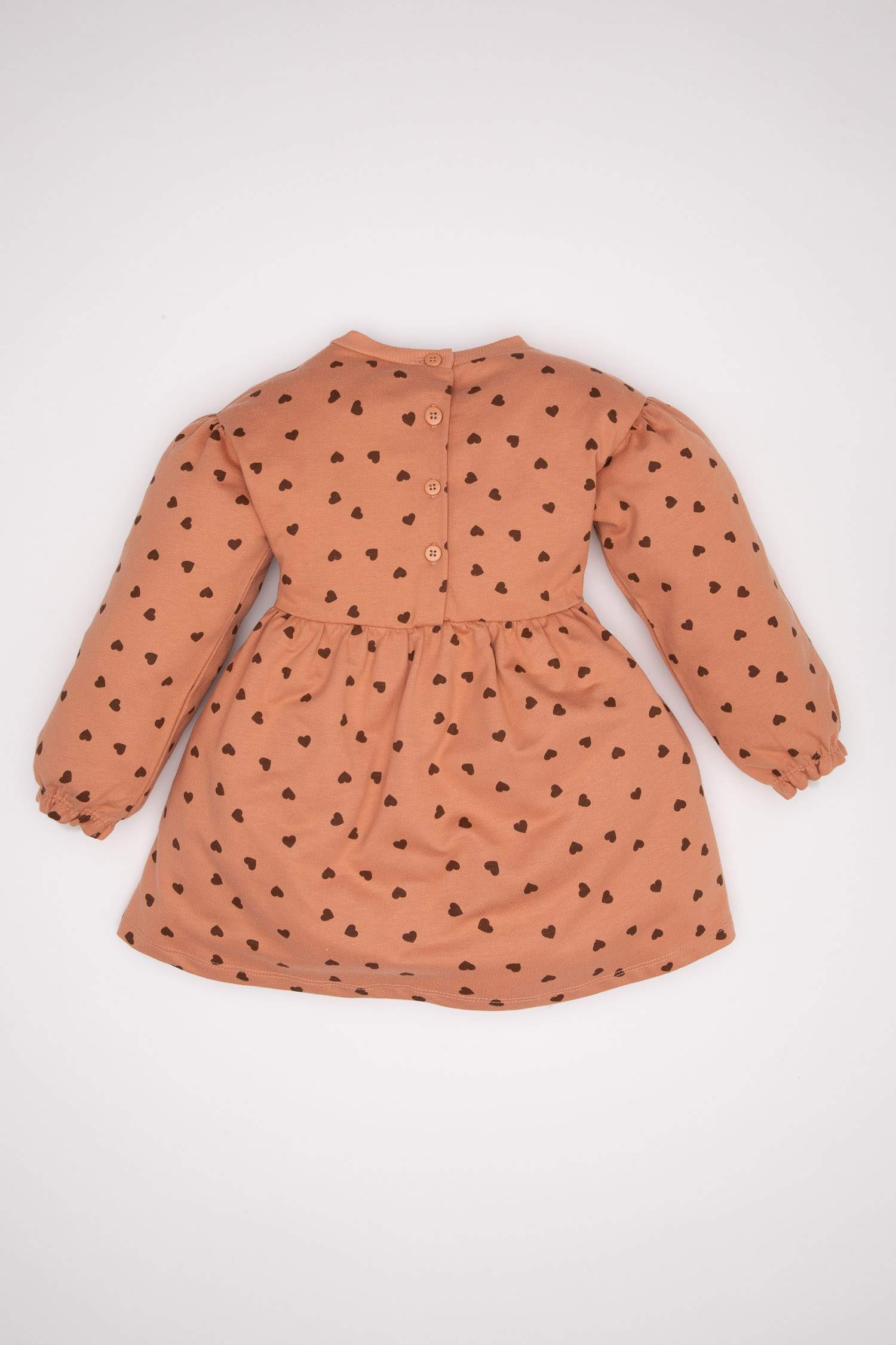 Baby Girl Crew Neck Heart Polka Dot Sweatshirt Dress