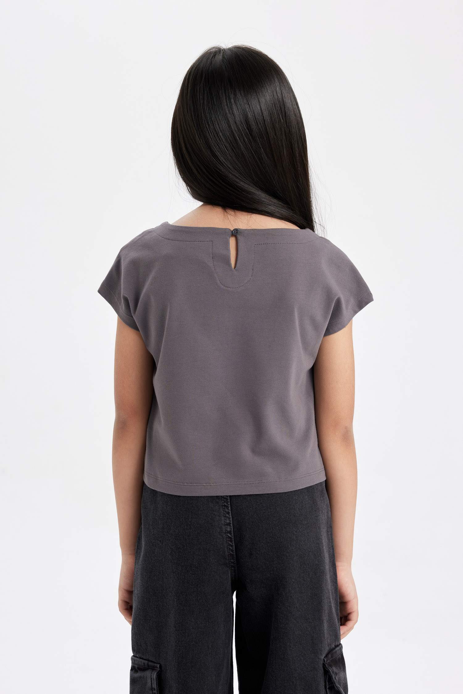 Girl Slogan Printed Side Printed Crop T-Shirt