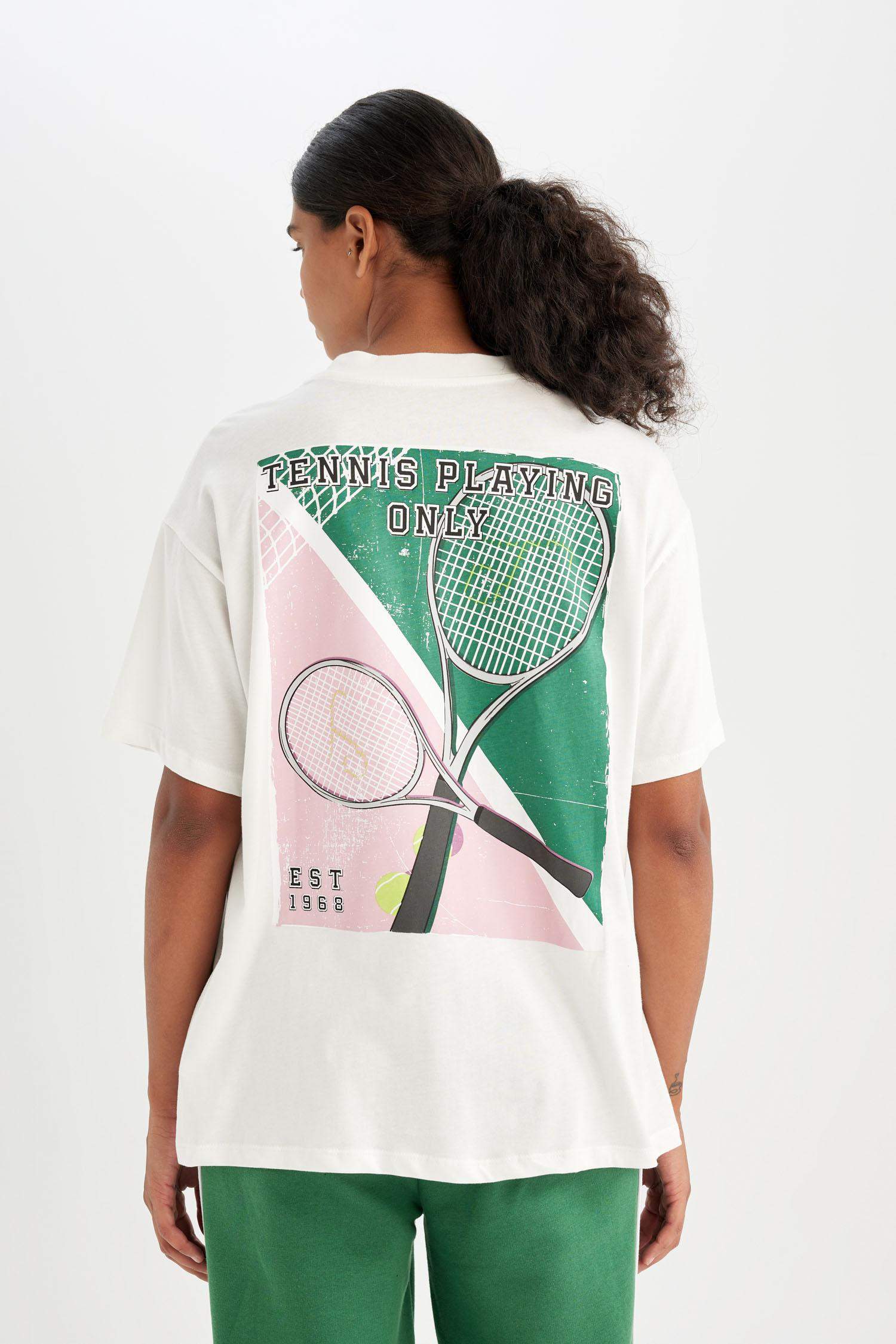 T-Shirt Oversize imprimé à manches courtes et col rond