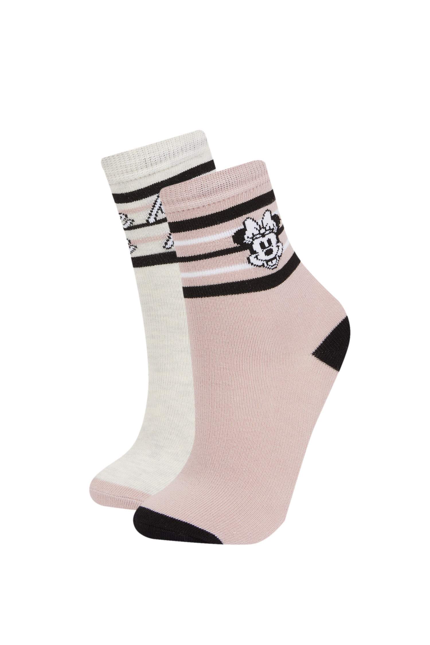 Kız Çocuk Disney Mickey & Minnie 2'li Pamuklu Uzun Çorap