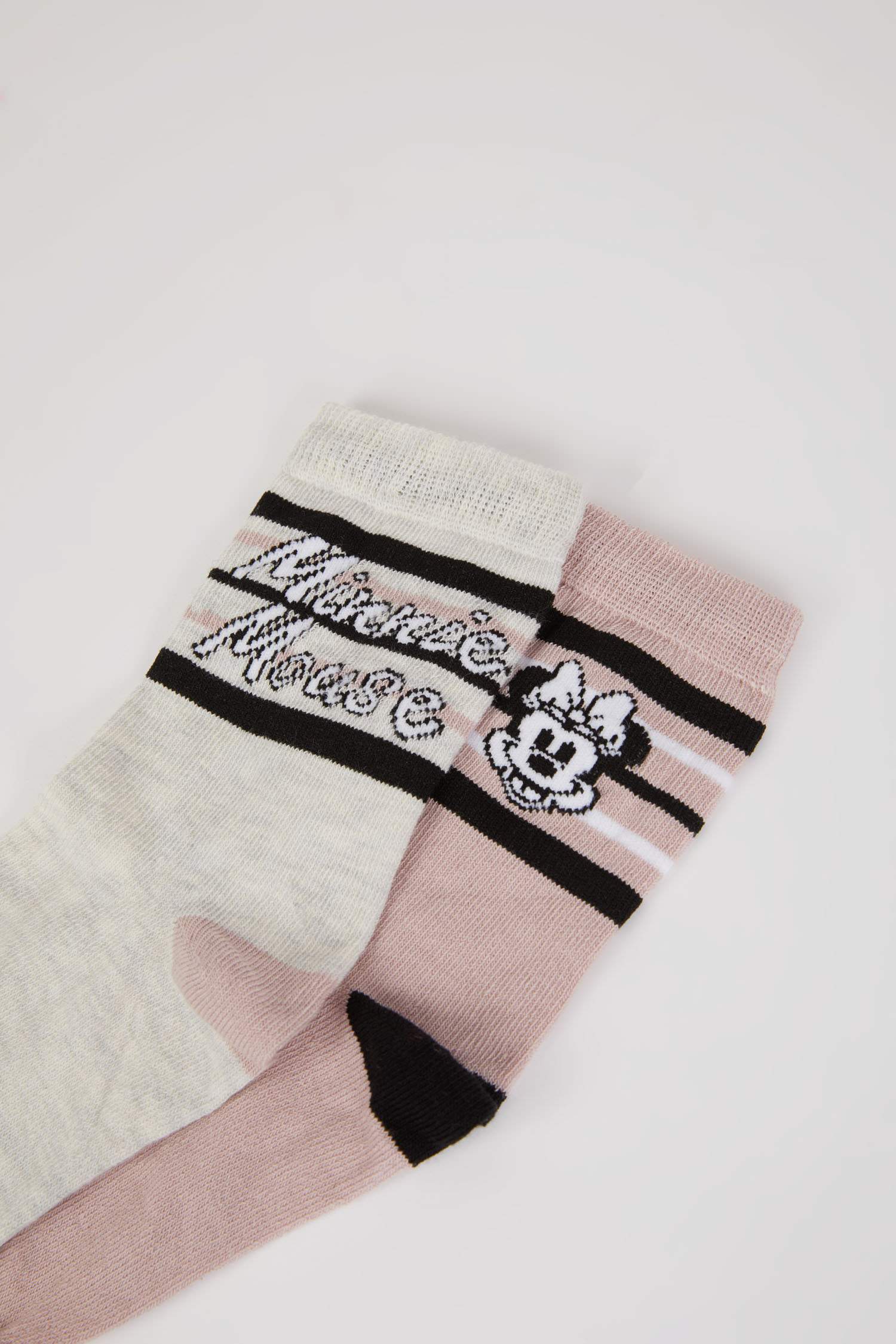 Kız Çocuk Disney Mickey & Minnie 2'li Pamuklu Uzun Çorap