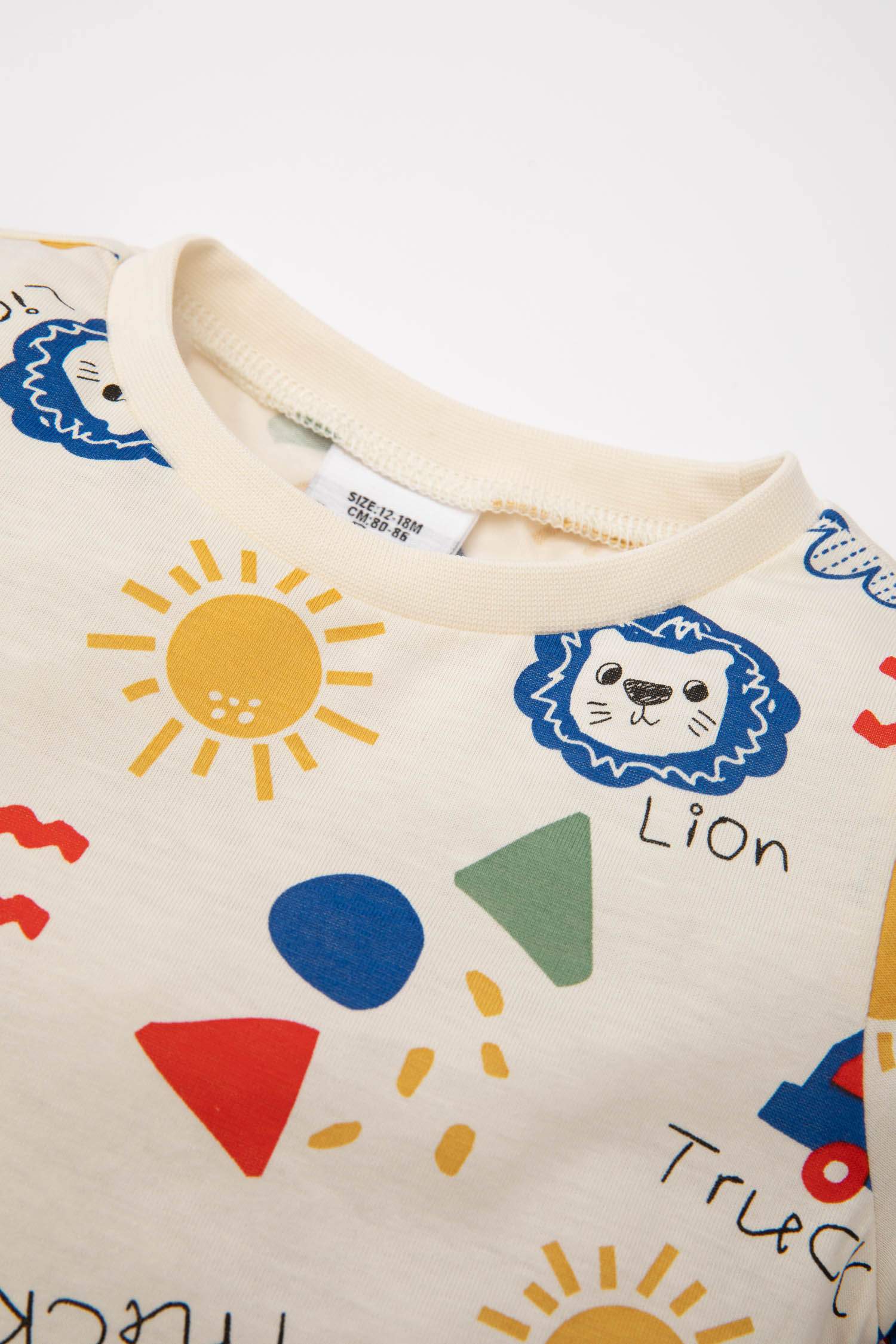 Erkek Bebek Pijama Takım Baskılı Penye Uzun Kollu Üst Beli Lastikli Uzun Alt