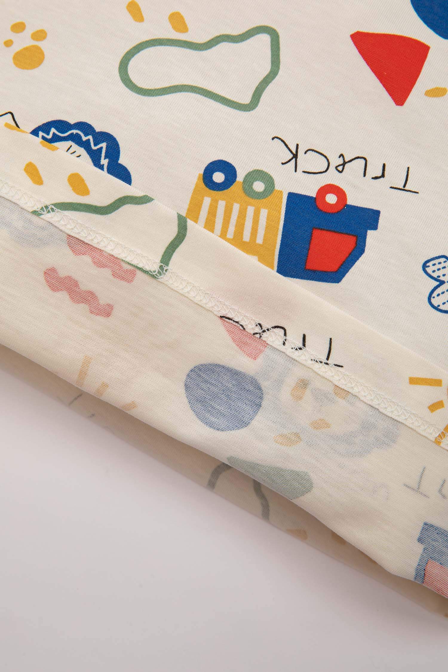 Erkek Bebek Pijama Takım Baskılı Penye Uzun Kollu Üst Beli Lastikli Uzun Alt