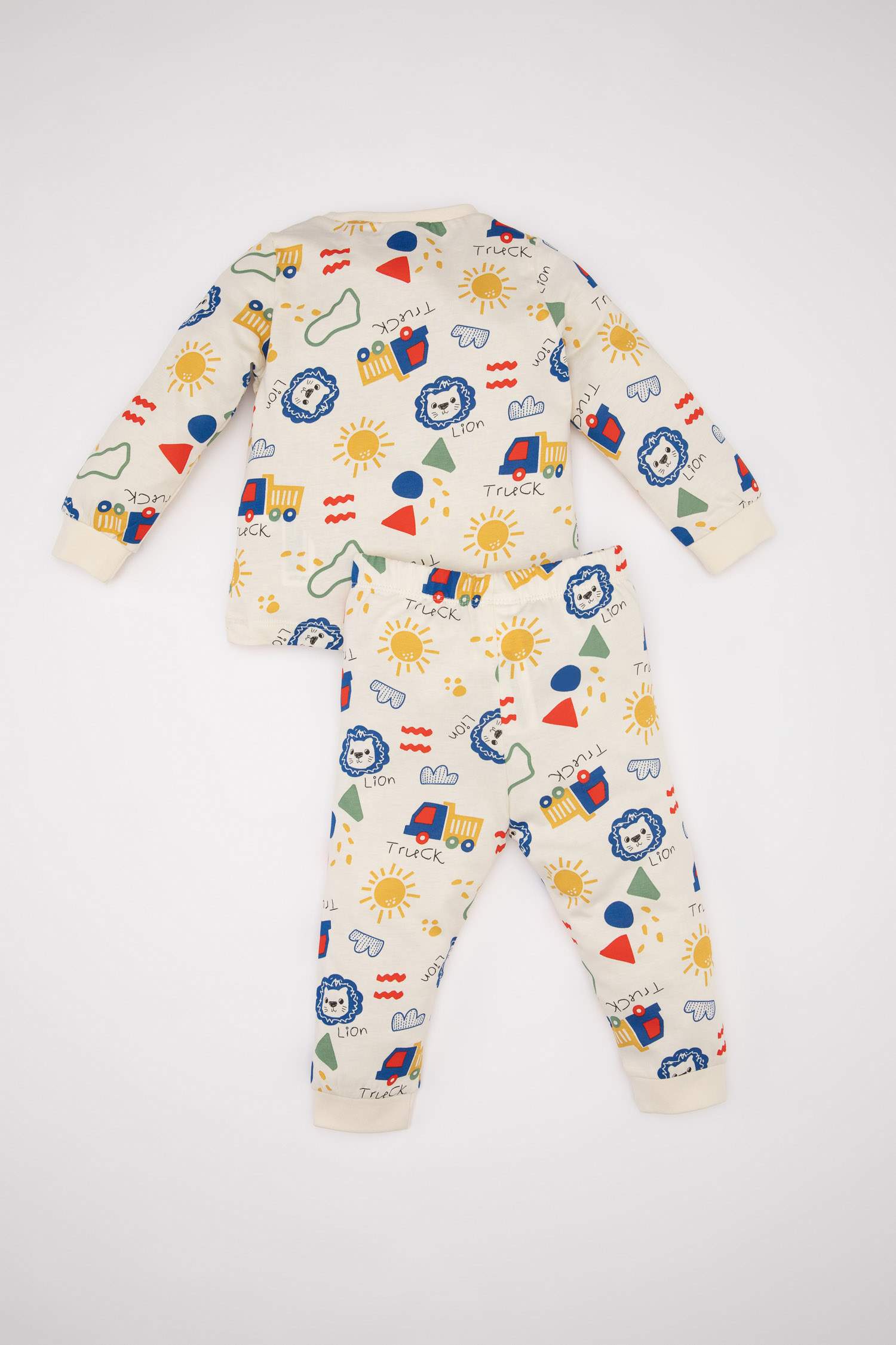 Erkek Bebek Pijama Takım Baskılı Penye Uzun Kollu Üst Beli Lastikli Uzun Alt