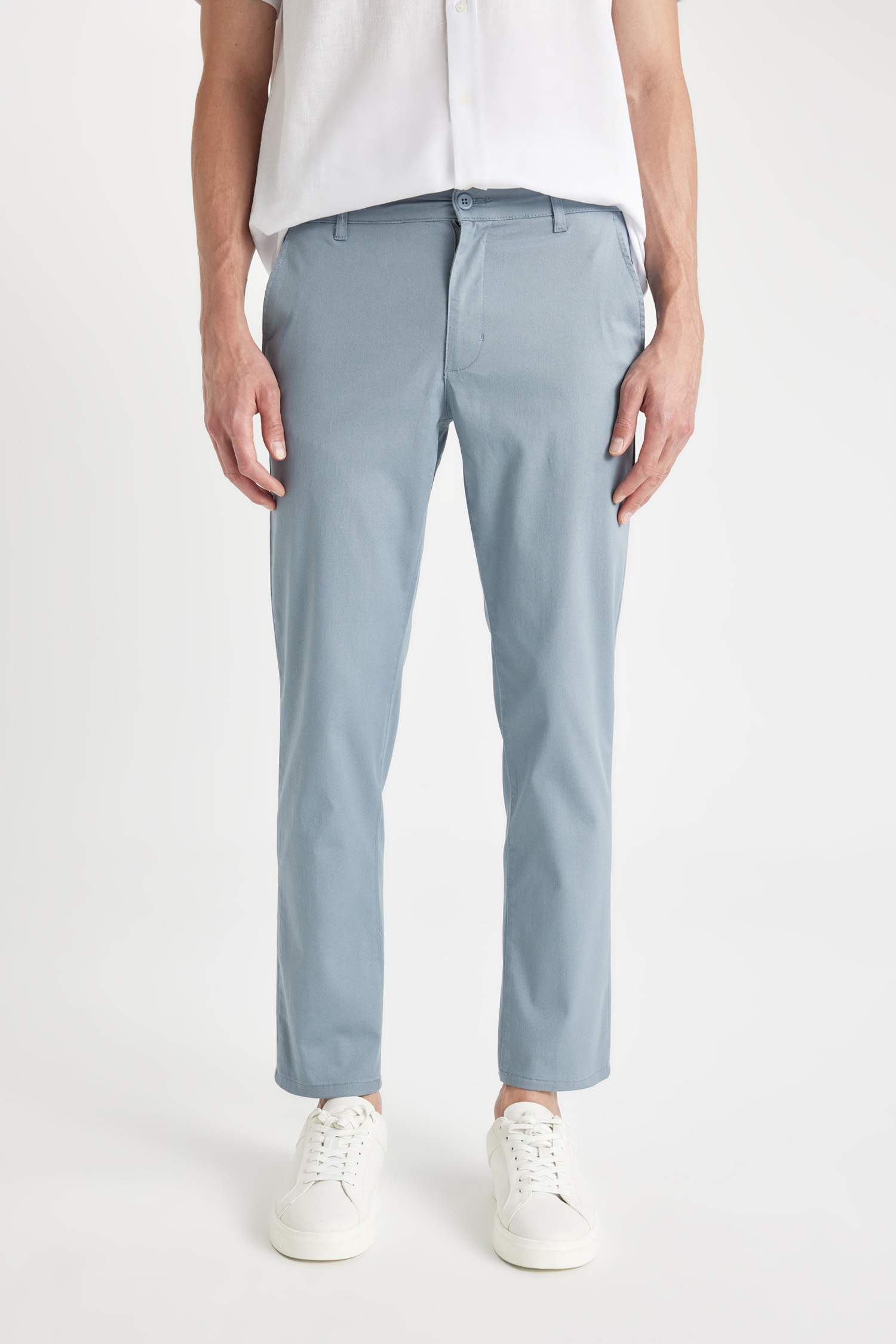 Regular Fit Normal Kesim Yazlık Twill Chino Kanvas Pantolon Cepli Düz Paça